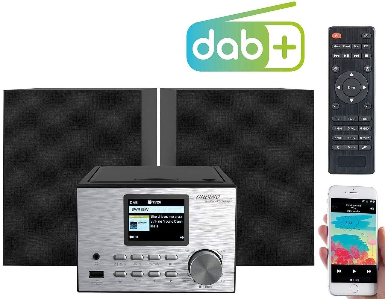 CD, FM/DAB+, Bluetooth IRS-500.mini Stereoanlage FM, 30 DAB+, auvisio System mit FM, (DAB), Webradio, USB, Micro-Stereoanlage W, (Digitalradio 2.1 CD-Player) mit
