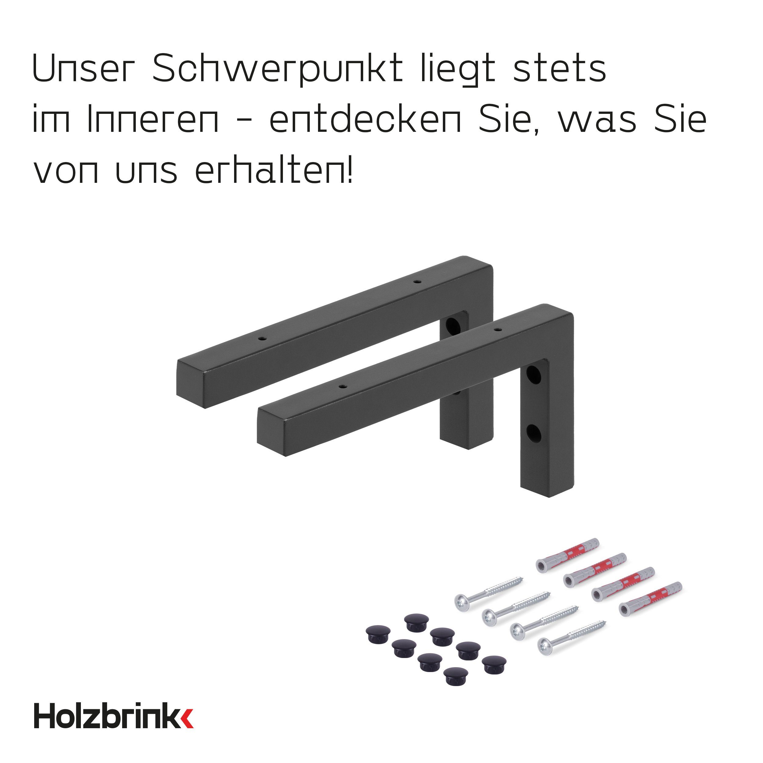 HOLZBRINK Wandregalhalter Wandkonsole L-Form, 2-tlg. SET, Industriestahl pulverbeschichtet, massive Ausführung – Bild 2 von 5