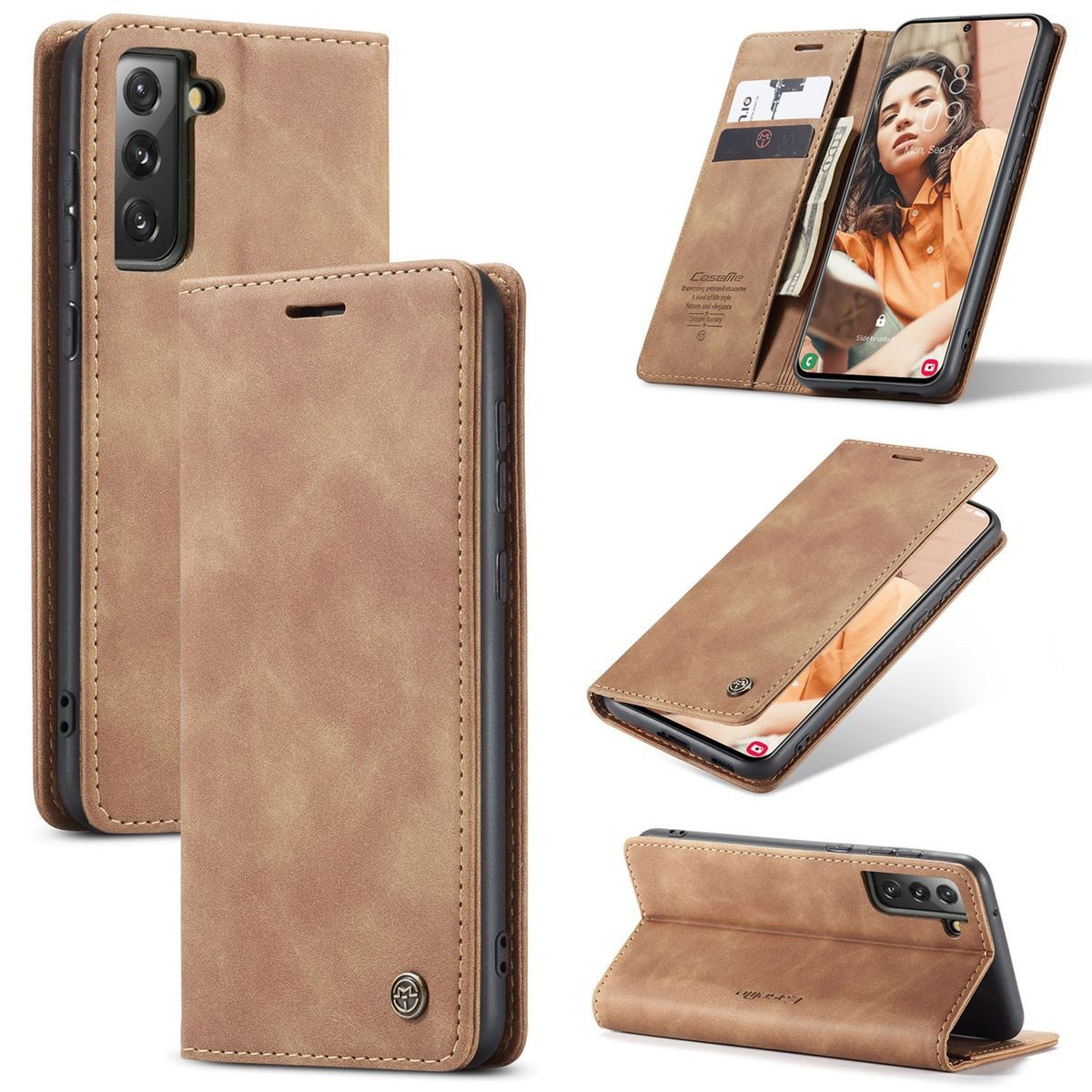 König Design Handyhülle Samsung Galaxy S21 FE, Schutzhülle Schutztasche Case Cover Etuis Wallet Klapptasche Bookstyle