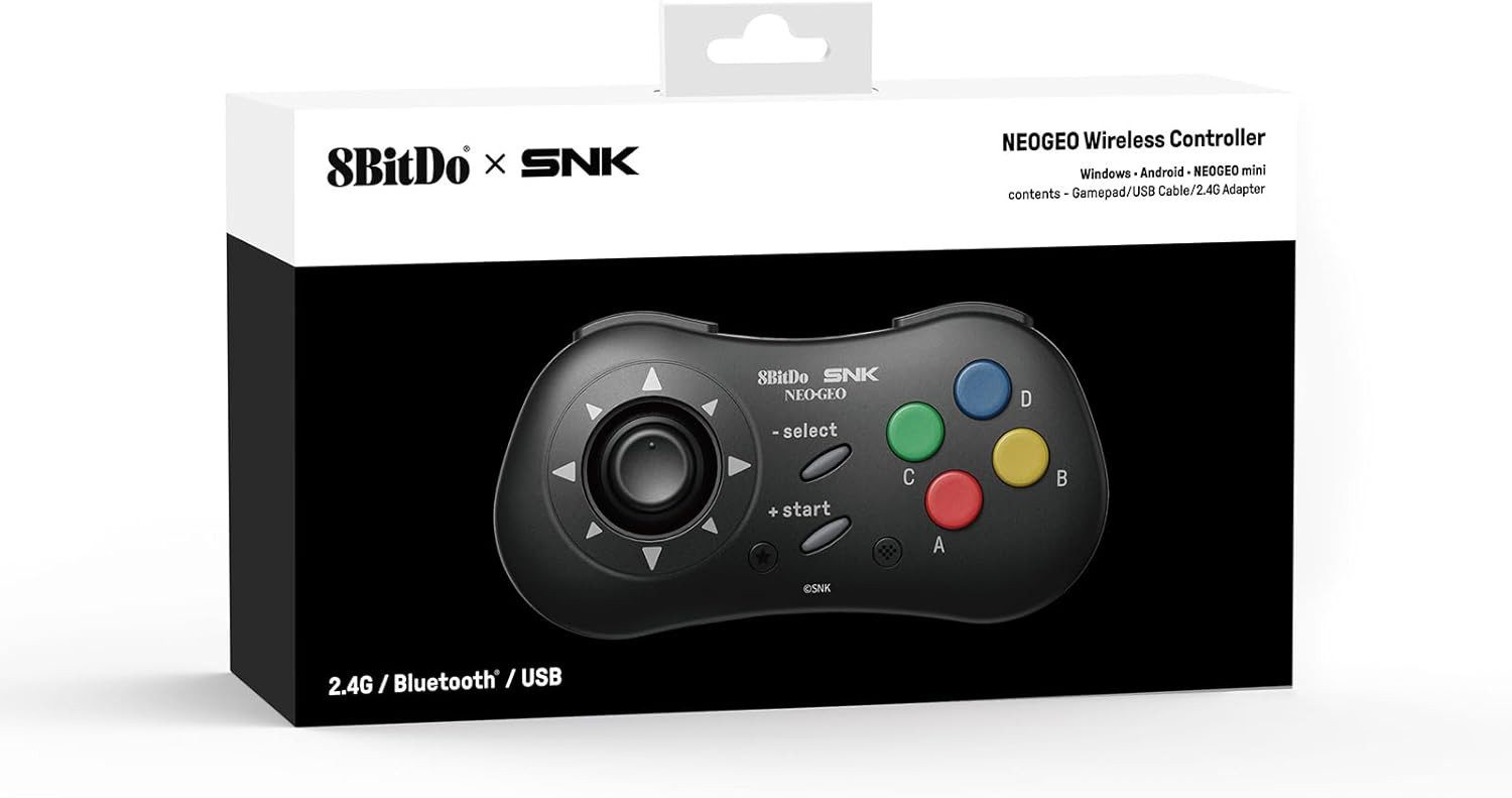 8bitdo NEOGEO Wireless Controller Black Edition Controller (Einzelset, Kabelloses Spiele, Retro, NEOGEO, Hochpräzise)