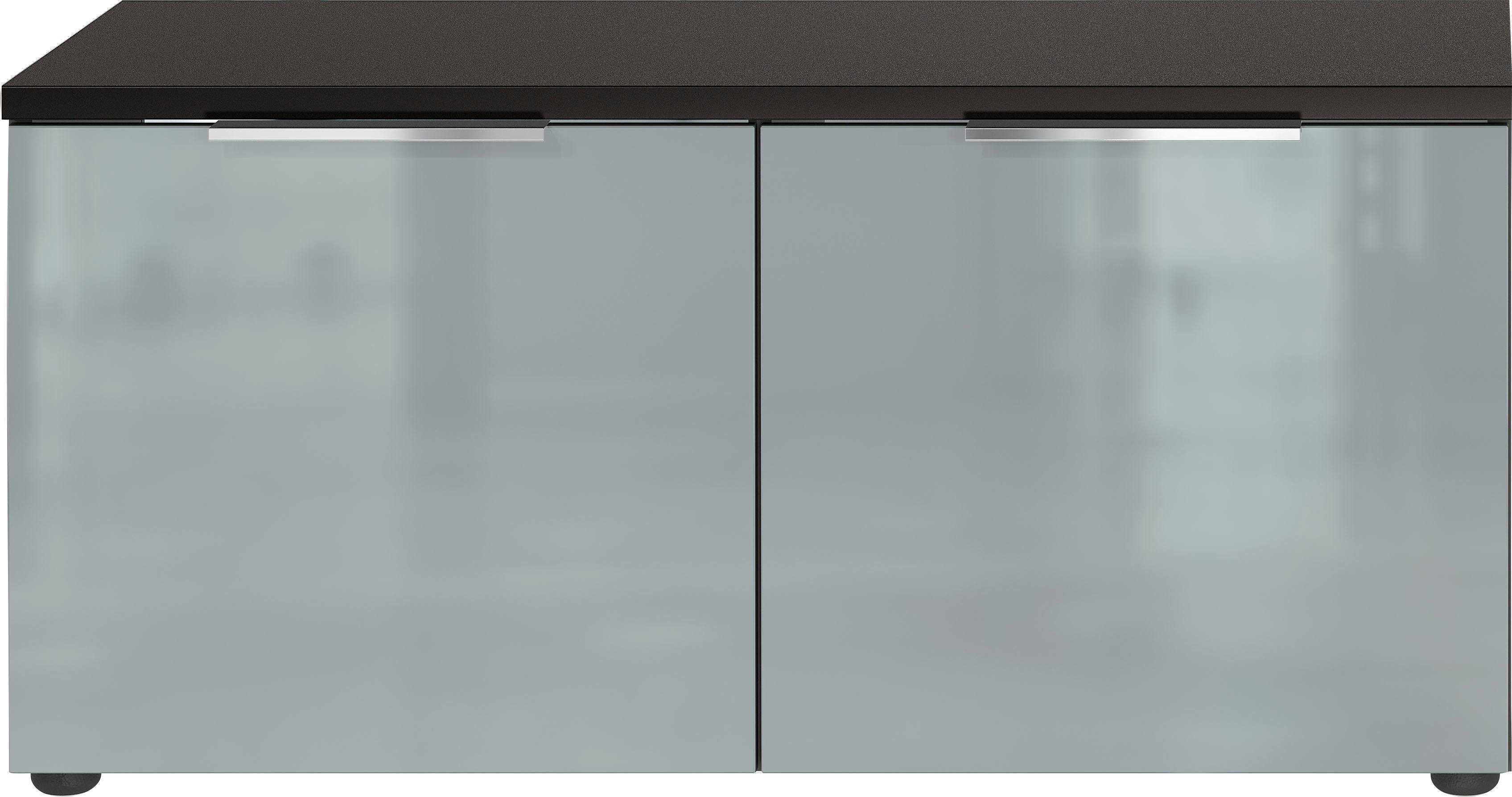 GERMANIA Schuhschrank / Schuhbank Oakland 97x47x40cm, Türdämpfung, verstellbare Böden,Glasfront, Made in Germany