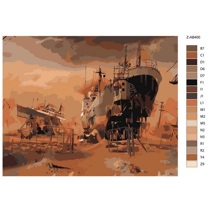Marussia Kreativset Malen nach Zahlen "Schiff Orange" 40x50cm Z-AB400 (embroidery kit)
