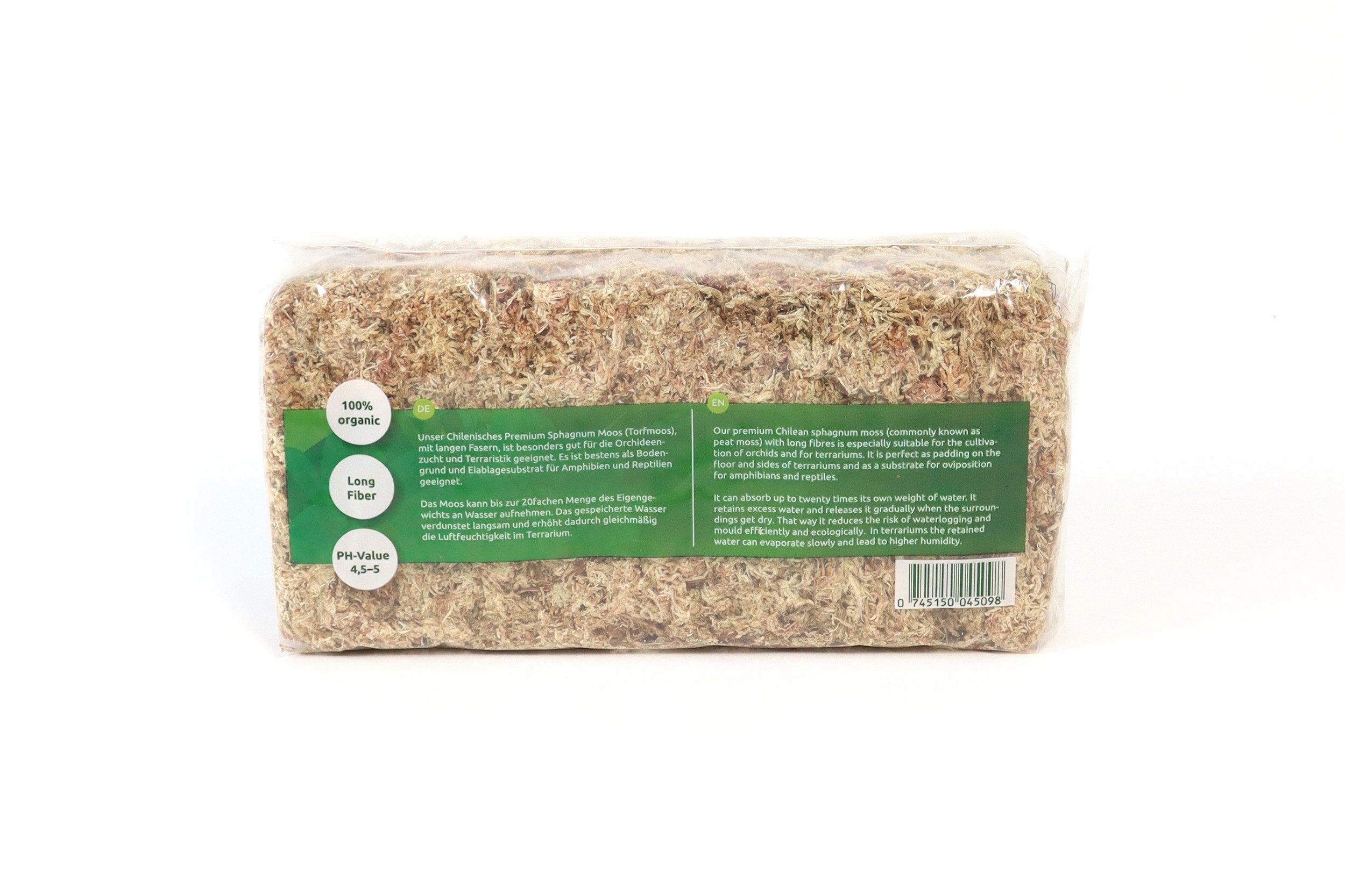 sphagnum-shop.com Terrarien-Substrat Sphagnum Moos aus Chile für Terrarium und Orchideen, Chilenische Premium-Qualität; Ideal für Pflanzenpflege & Terraristik
