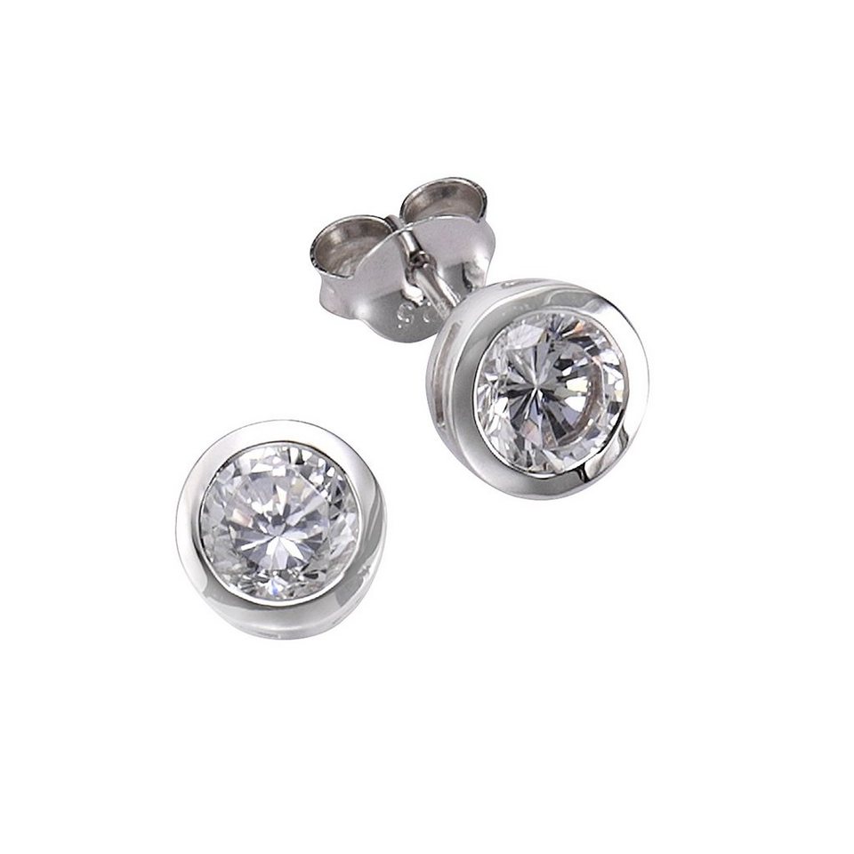 Zeeme Paar Ohrstecker 925/- Sterling Silber Zirkonia weiß, Das ideale  Geschenk für Frauen