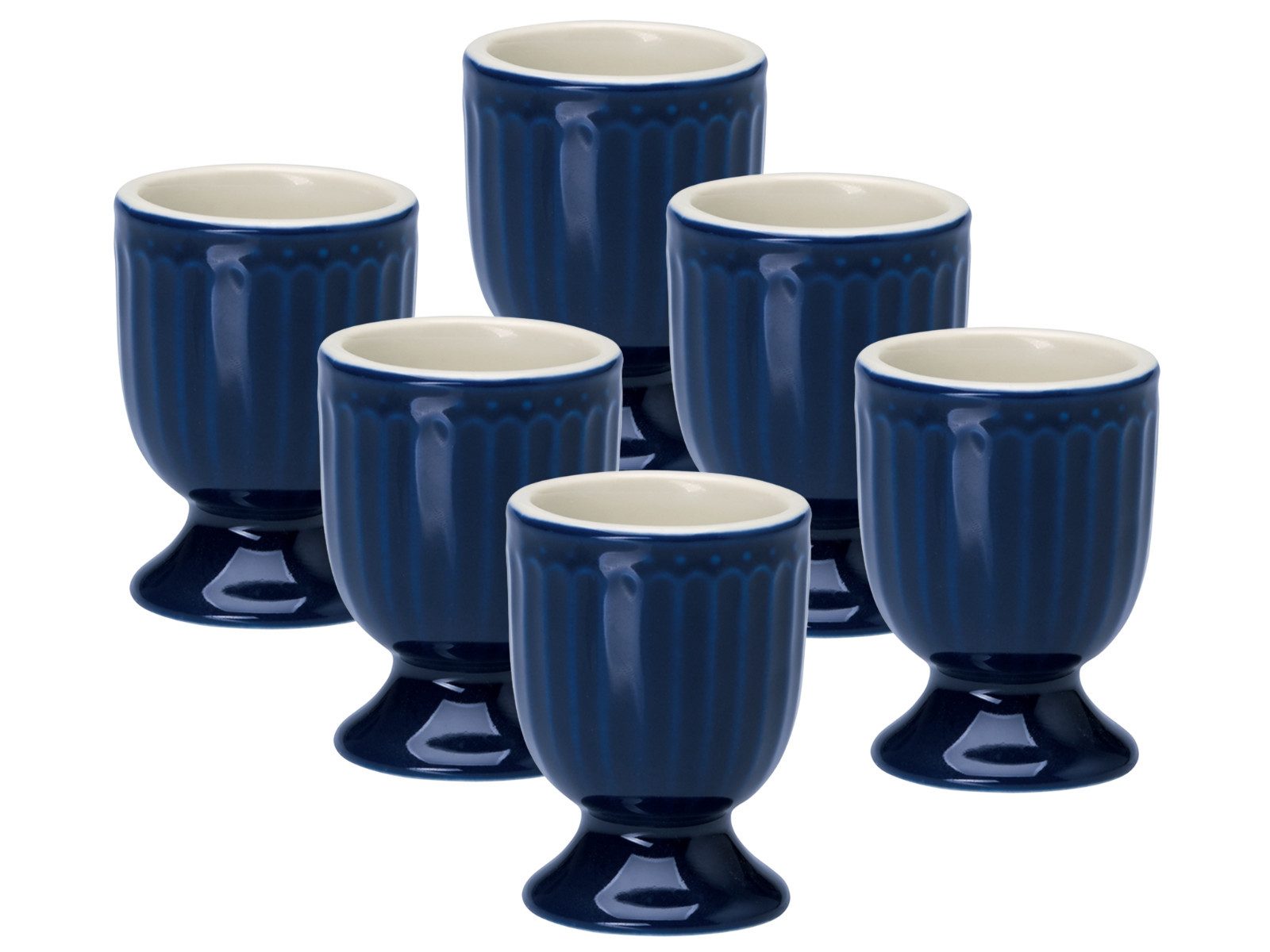 Greengate Geschirr-Set Alice Eierbecher dark blue 6,5 cm Set6, Steingut