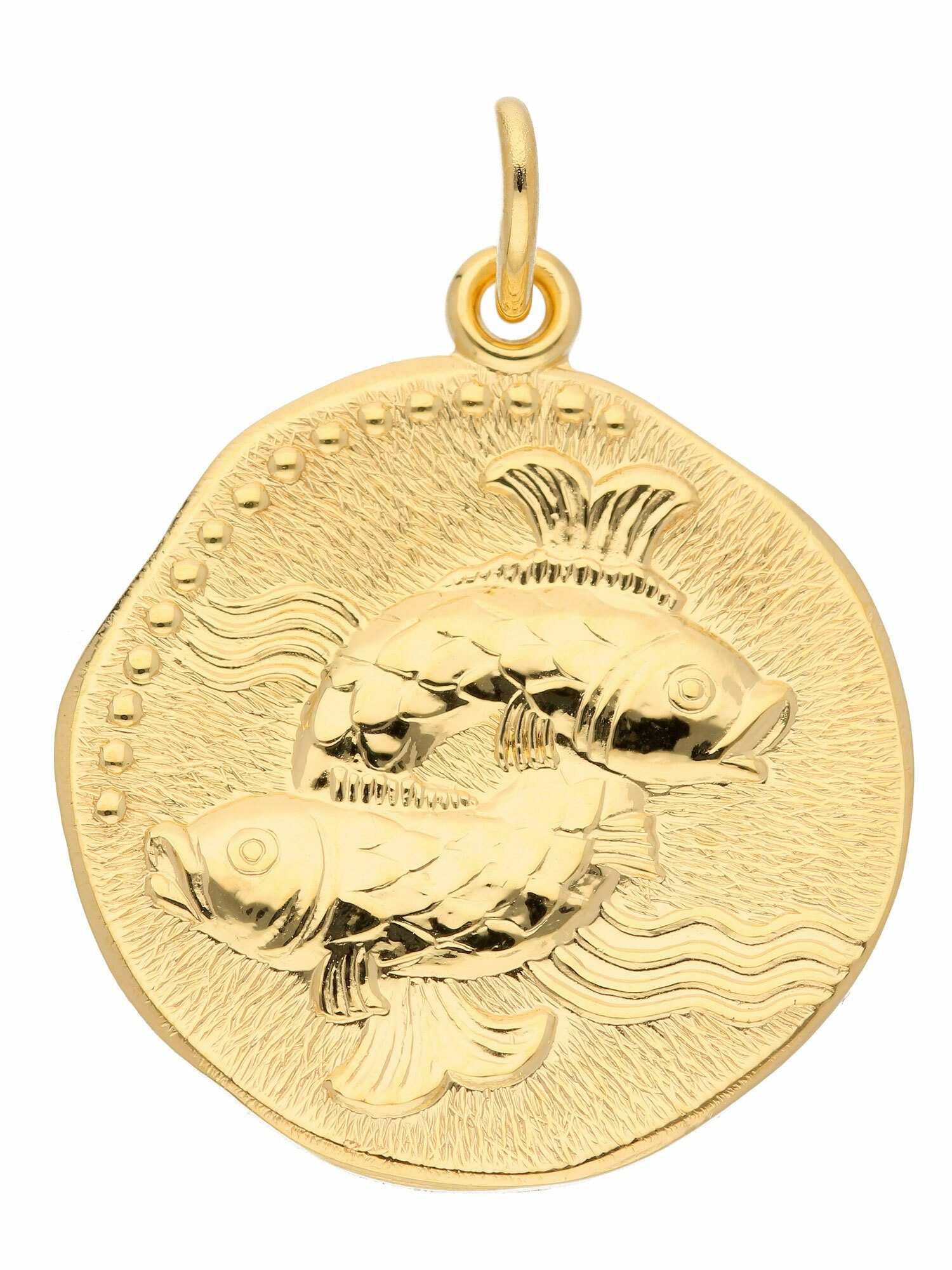 Adelia´s Kettenanhänger 333 Gold Sternzeichen Anhänger Fisch Ø 18,2 mm,  Goldschmuck für Damen & Herren | Kettenanhänger