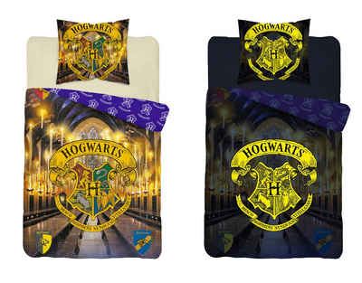 Jugendbettwäsche »Wendebettwäsche Harry Potter Hogwarts leuchtet im dunkeln 140x200 + 70x80 cm Baumwolle«, Harry Potter