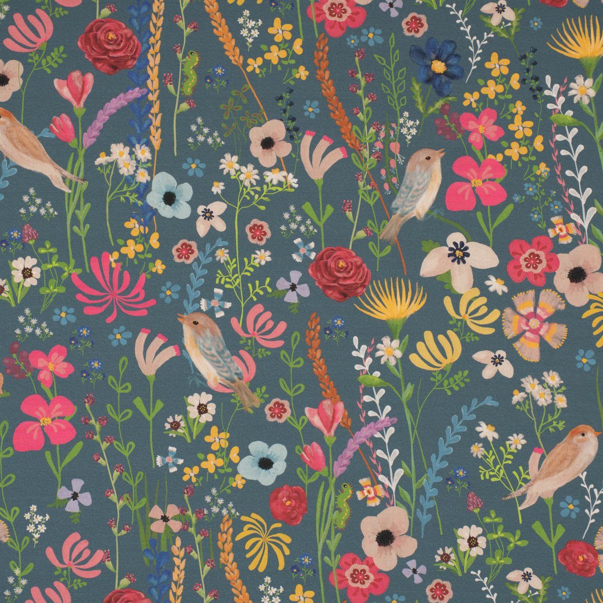 SCHÖNER LEBEN. Tischdecke Tischdecke abwaschbar Blumen Vögel blau div. Größ günstig online kaufen