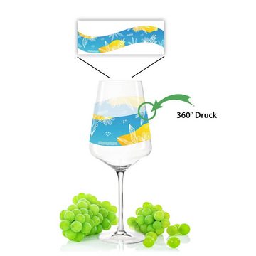 GRAVURZEILE Rotweinglas Leonardo Puccini Weingläser mit UV-Druck - Summerfeeling Design, Glas, Sommerliche Weingläser für Aperol, Weißwein und Rotwein