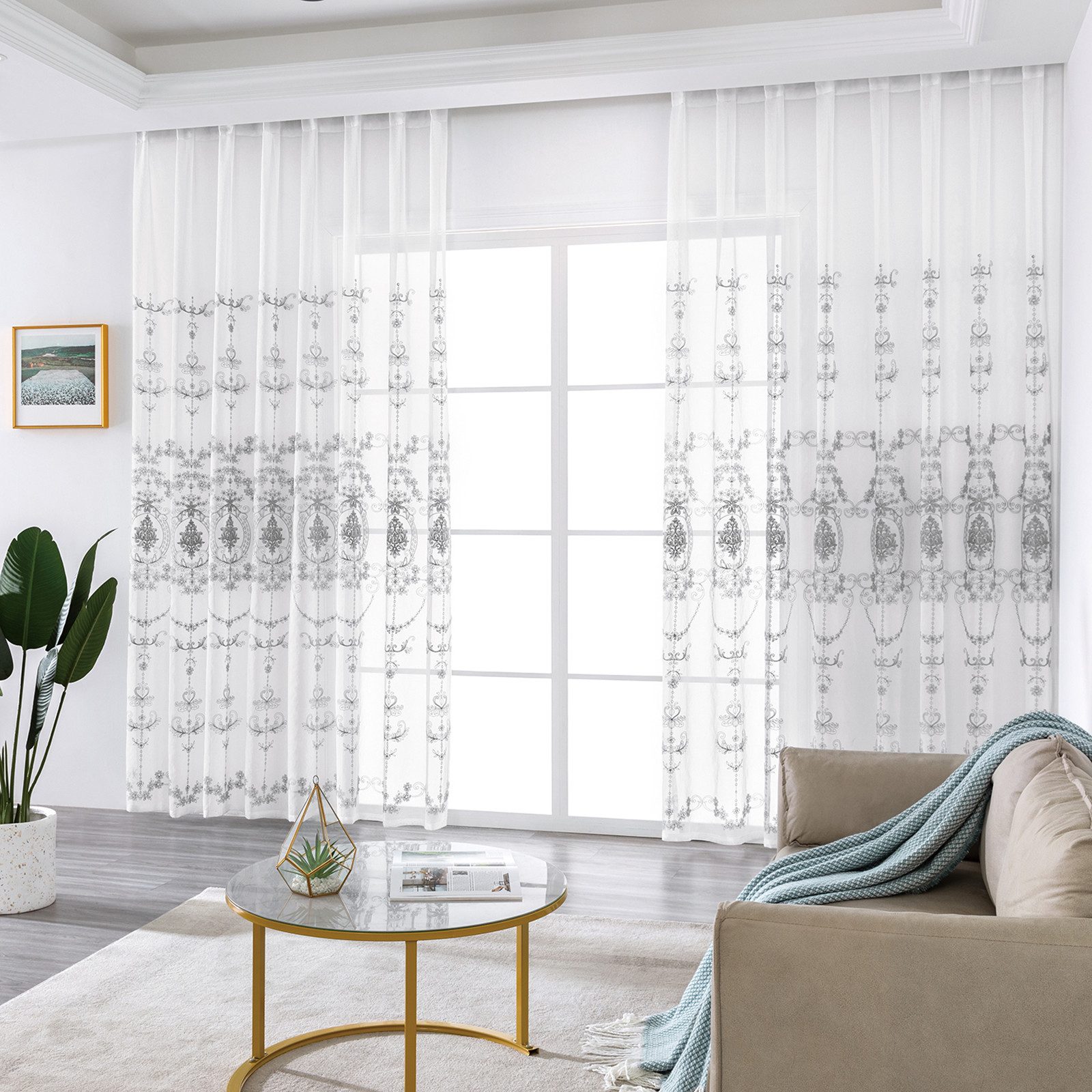 Qelus Gardine 2er Set Bestickt Sheer günstig online kaufen
