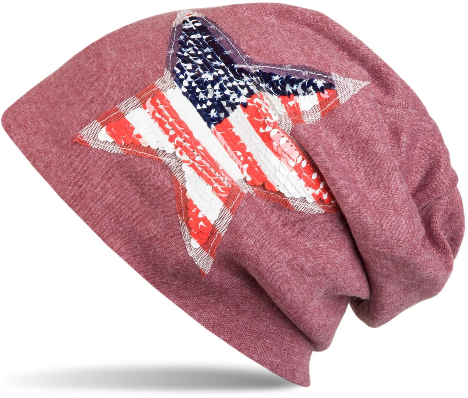 Beanie Beanie mit USA Pailletten Stern