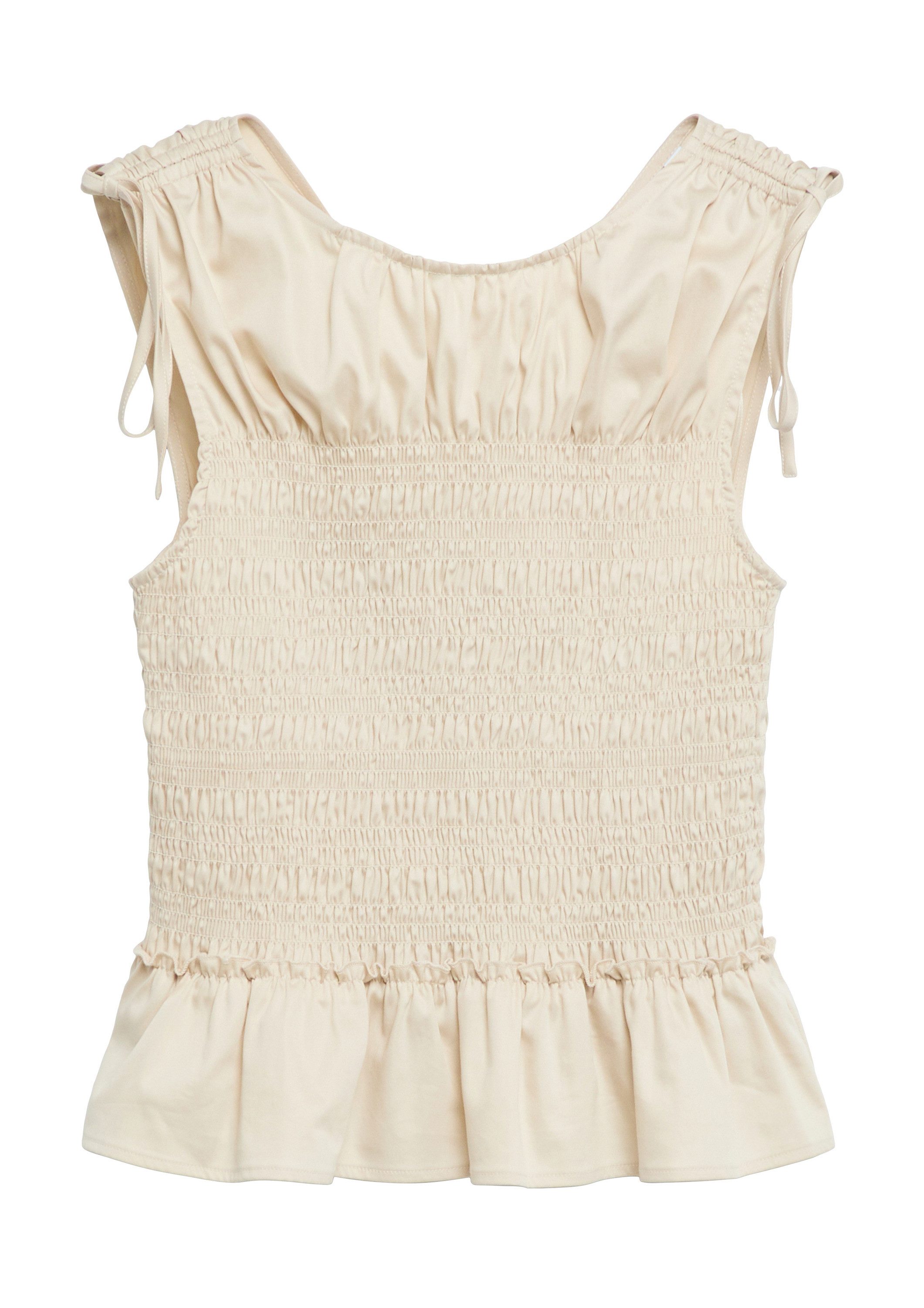 comma Blusentop Bluse Gesmoktes Top mit Volants