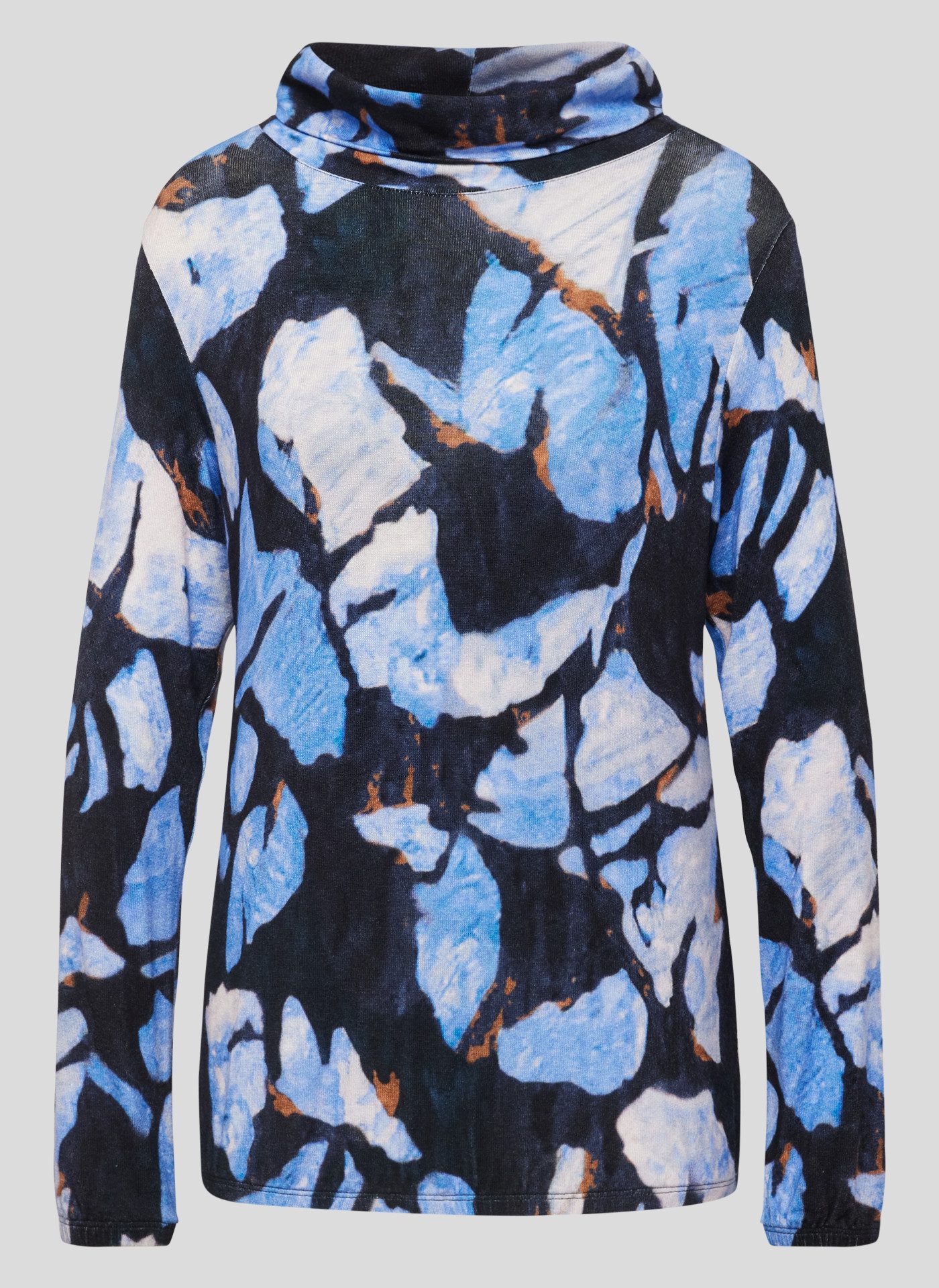 Rabe Langarmshirt mit Allover-Print und Stehkragen
