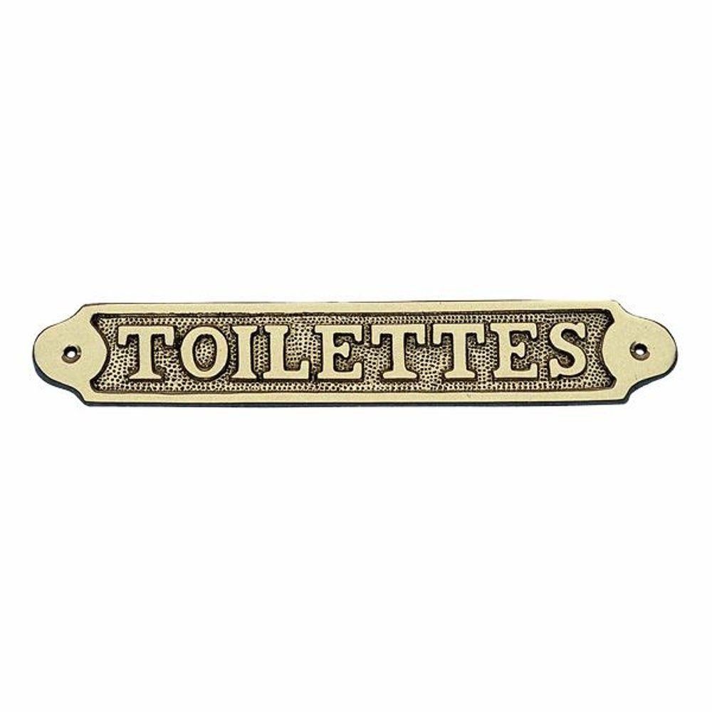 Linoows Dekoobjekt Türschild "Toilettes", Kabinen, Kajüten Schild, maritimes Schild "Toilettes" aus massivem Messing
