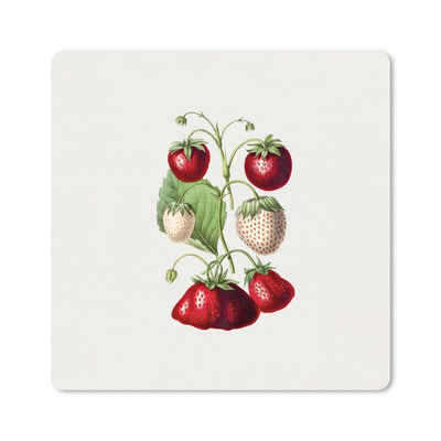 MuchoWow Gaming Mauspad Erdbeeren - Pflanze - Frucht (1-St), Gaming, Rutschfester Unterseite, Mausunterlage, 80x80 cm, XXL, Großes