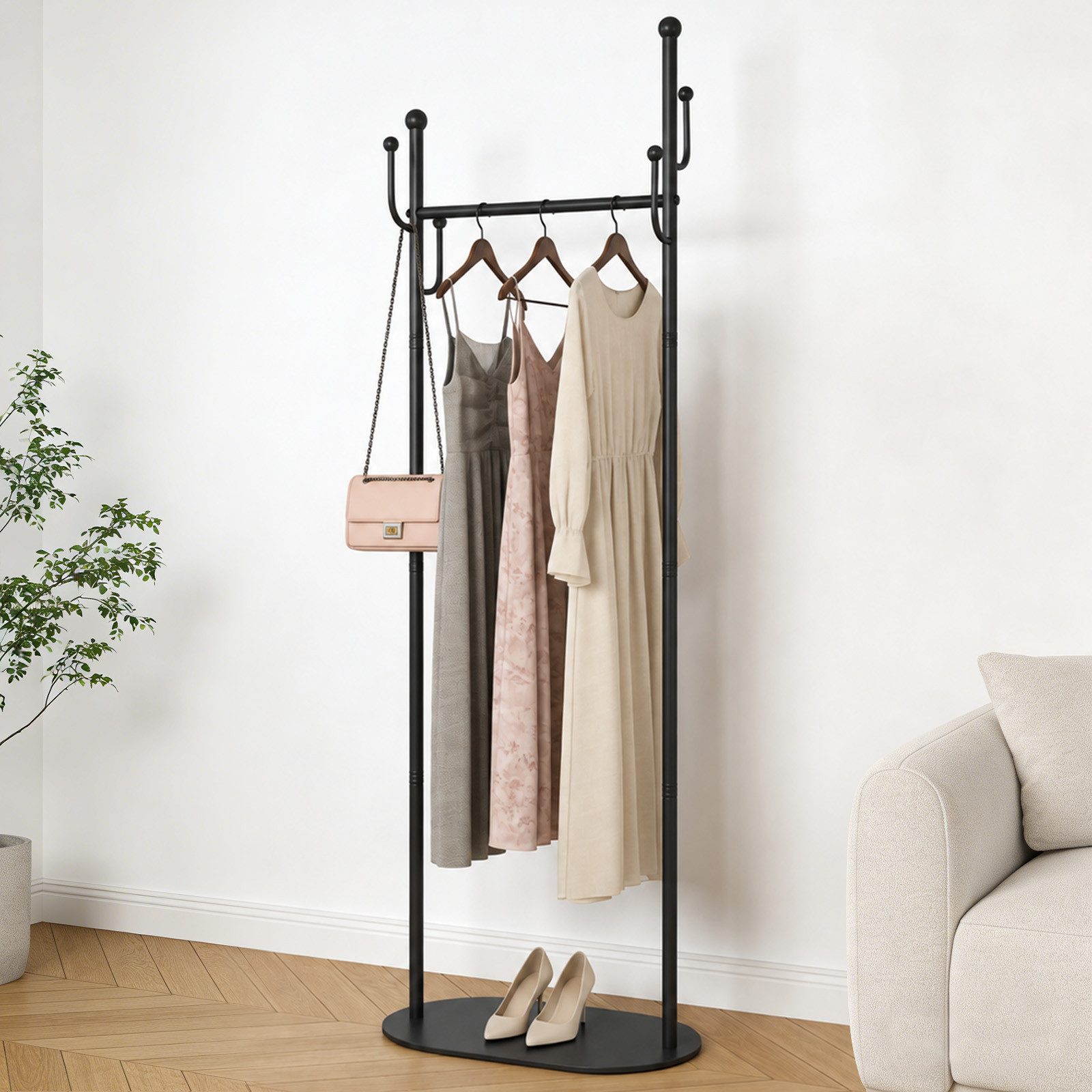 JOYOLEDER Garderobenständer Kleiderständer Garderobenständer aus Metall mit Haken, (Offener Kleiderschrank für Flur, Schlafzimmer)