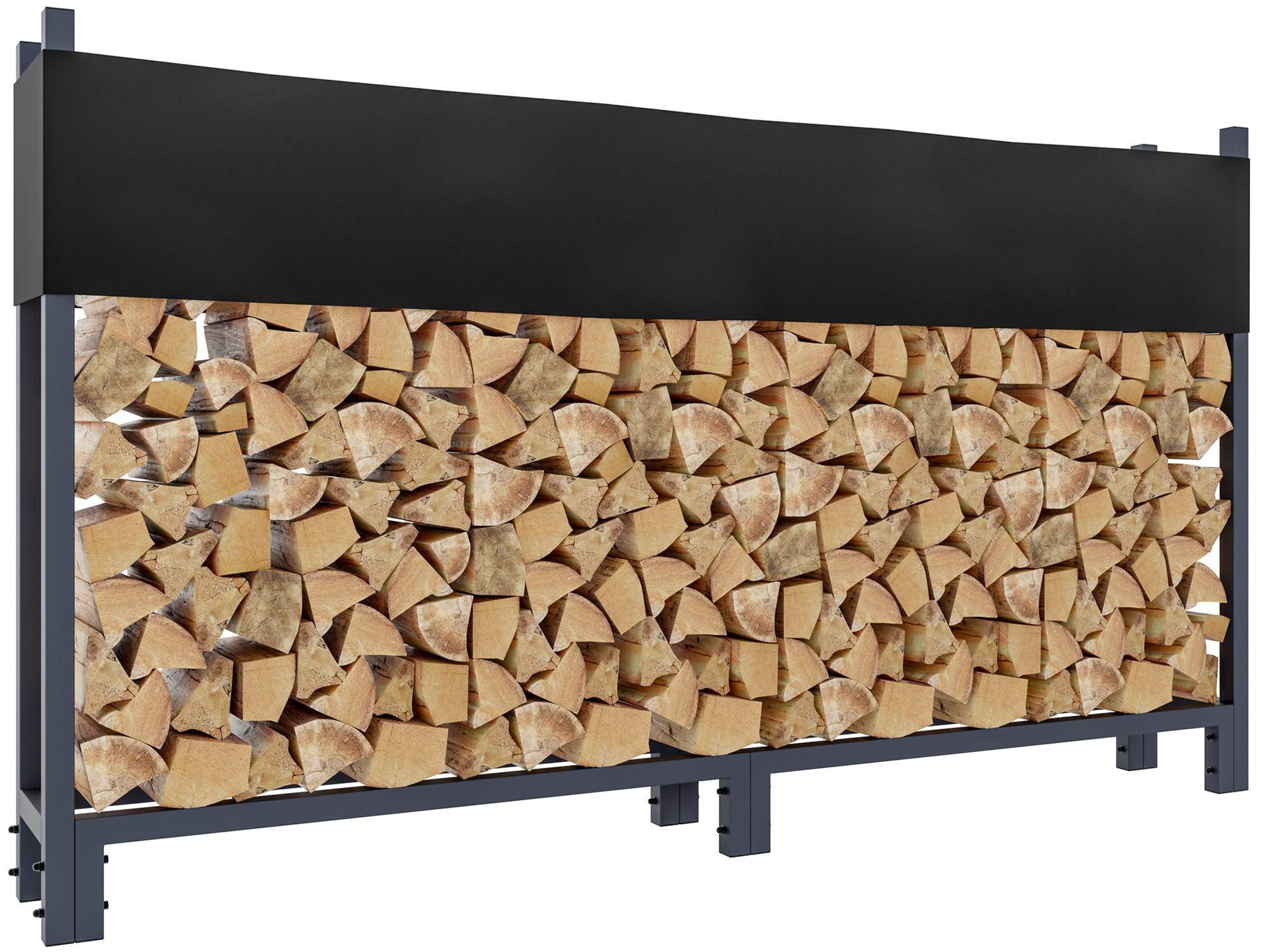 TPFLiving Kaminholzregal Almo, BxTxH:200x25x115 cm, (Inklusive wasserabweisender Abdeckplane aus 100 % Polyester, Belüftetes Design verhindert Schimmel und Staunässe), Ideal für Garten, Terrasse, Keller oder Garage