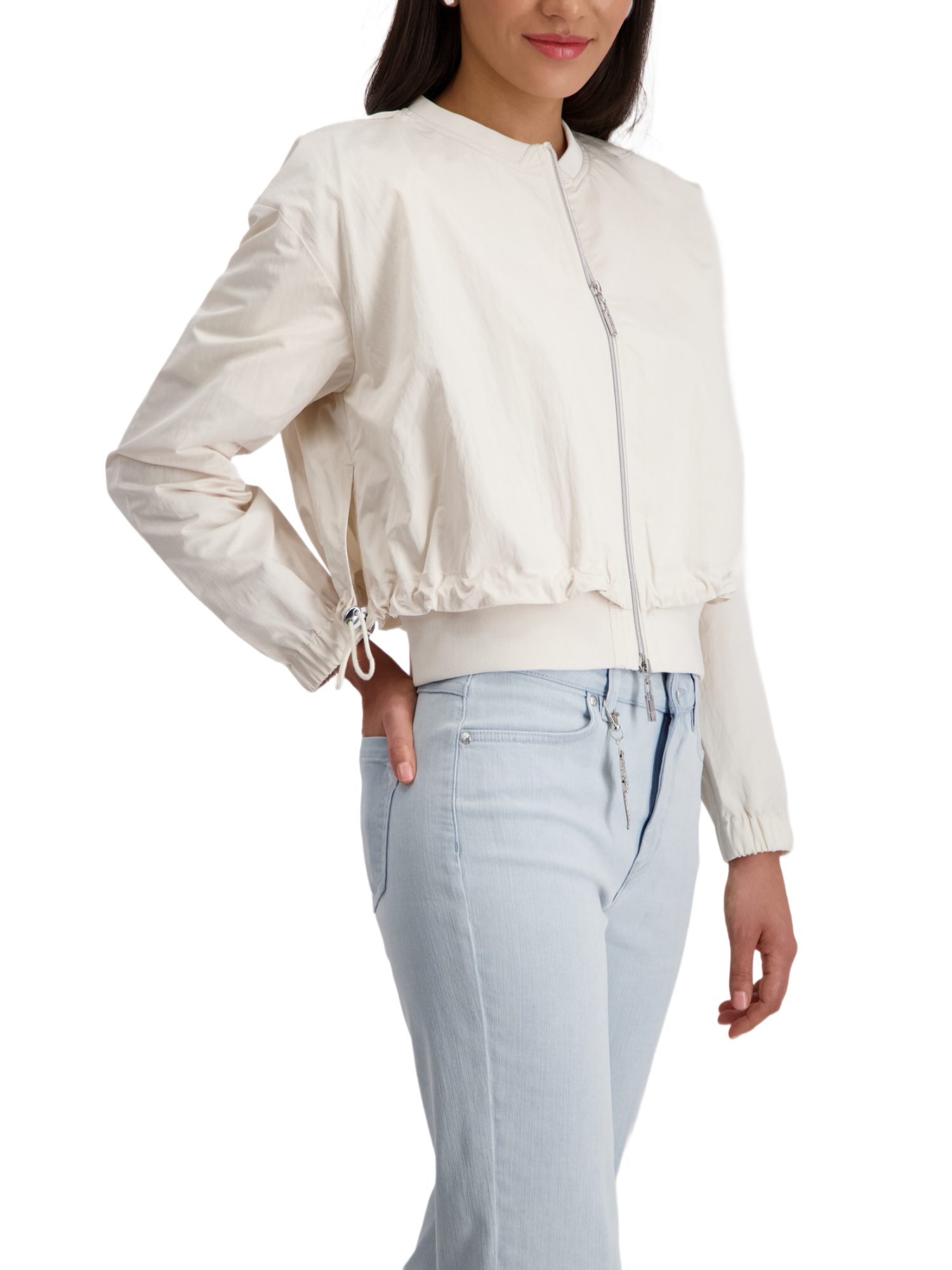 Monari Kurzjacke weiß,Outdoor,Polyester,Unifarben,Rundhals,Lang