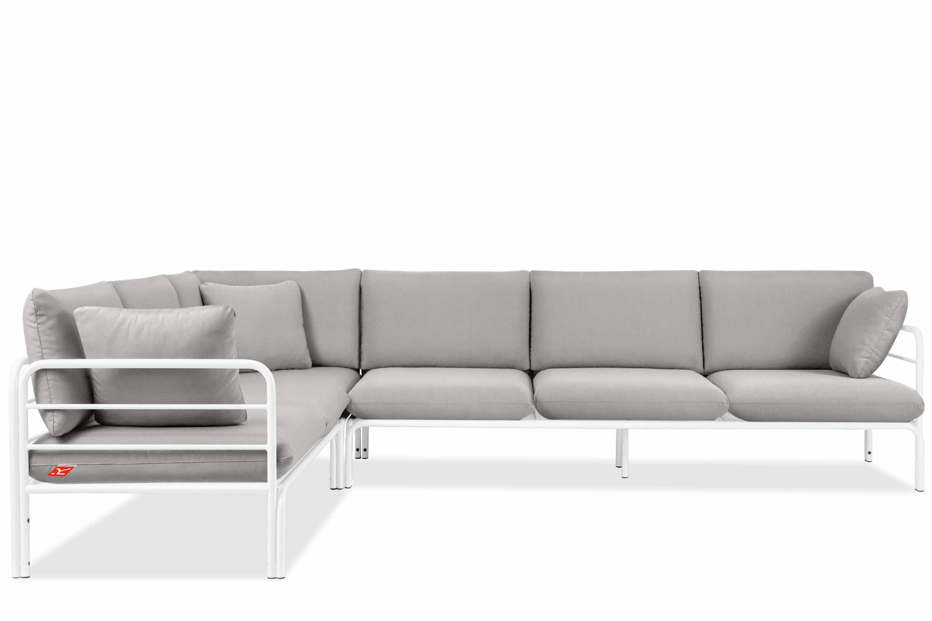 KONSIMO® Loungesofa RAMBE Ecksofa, Gartensofa, links oder rechts, hergestellt in der EU, mit Zierkissen, Gewicht: 80 kg