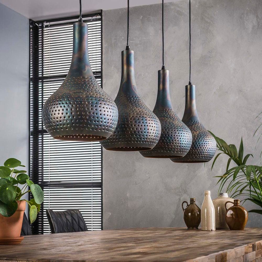famlights Pendelleuchte famlights, Pendelleuchte Nela aus Metall in Schwarz 4xE27