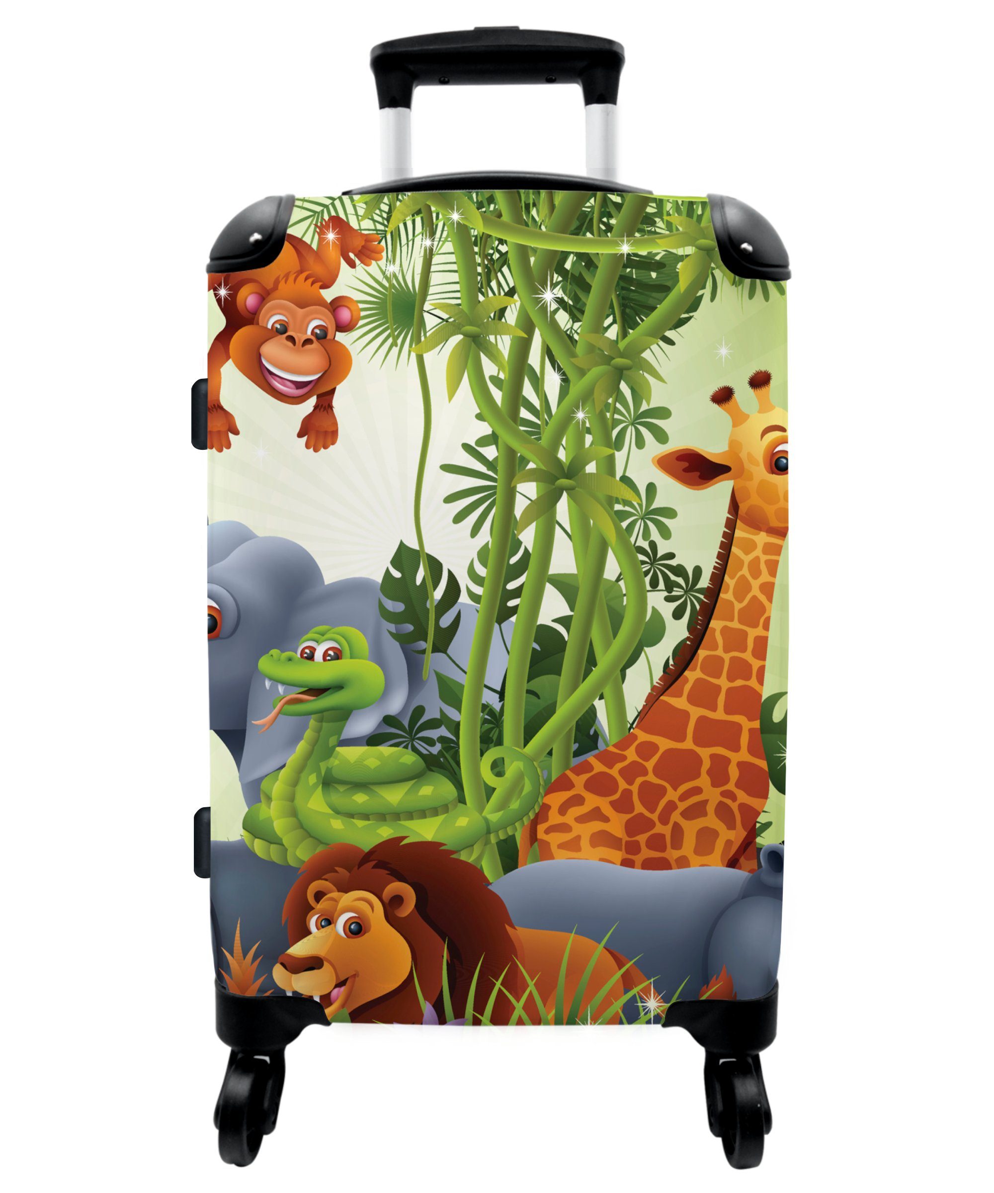 Reisekoffer Pflanzen Rollkoffer Rollen, Giraffe - mit - NoBoringSuitcases.com© -, - Elefant Koffer 67x43x25cm - - Große Aufgabegepäck 4 4 Trolley Dschungeltiere Kinder Rollen