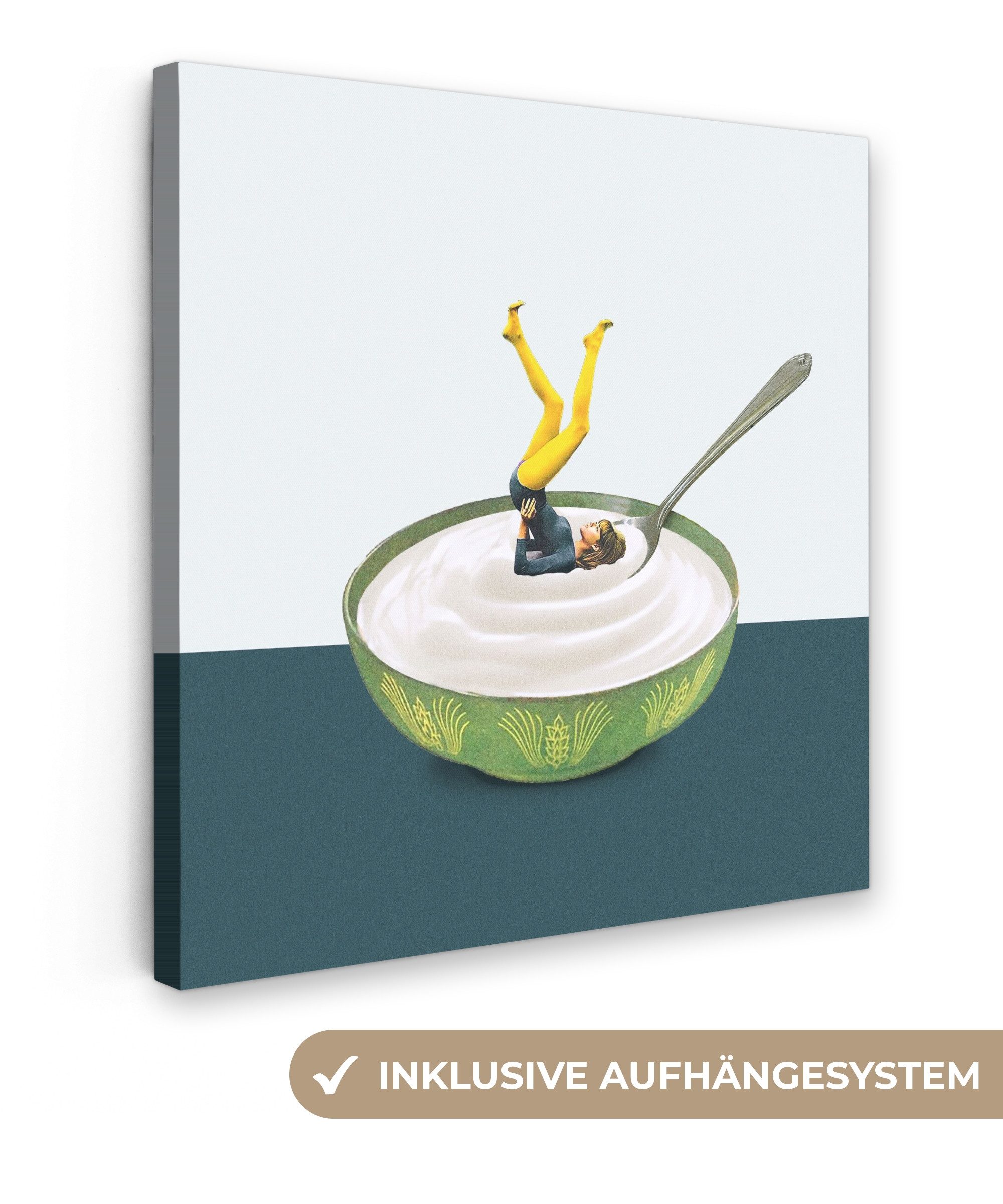 OneMillionCanvasses® Leinwandbild Joghurt - Yoga - günstig online kaufen