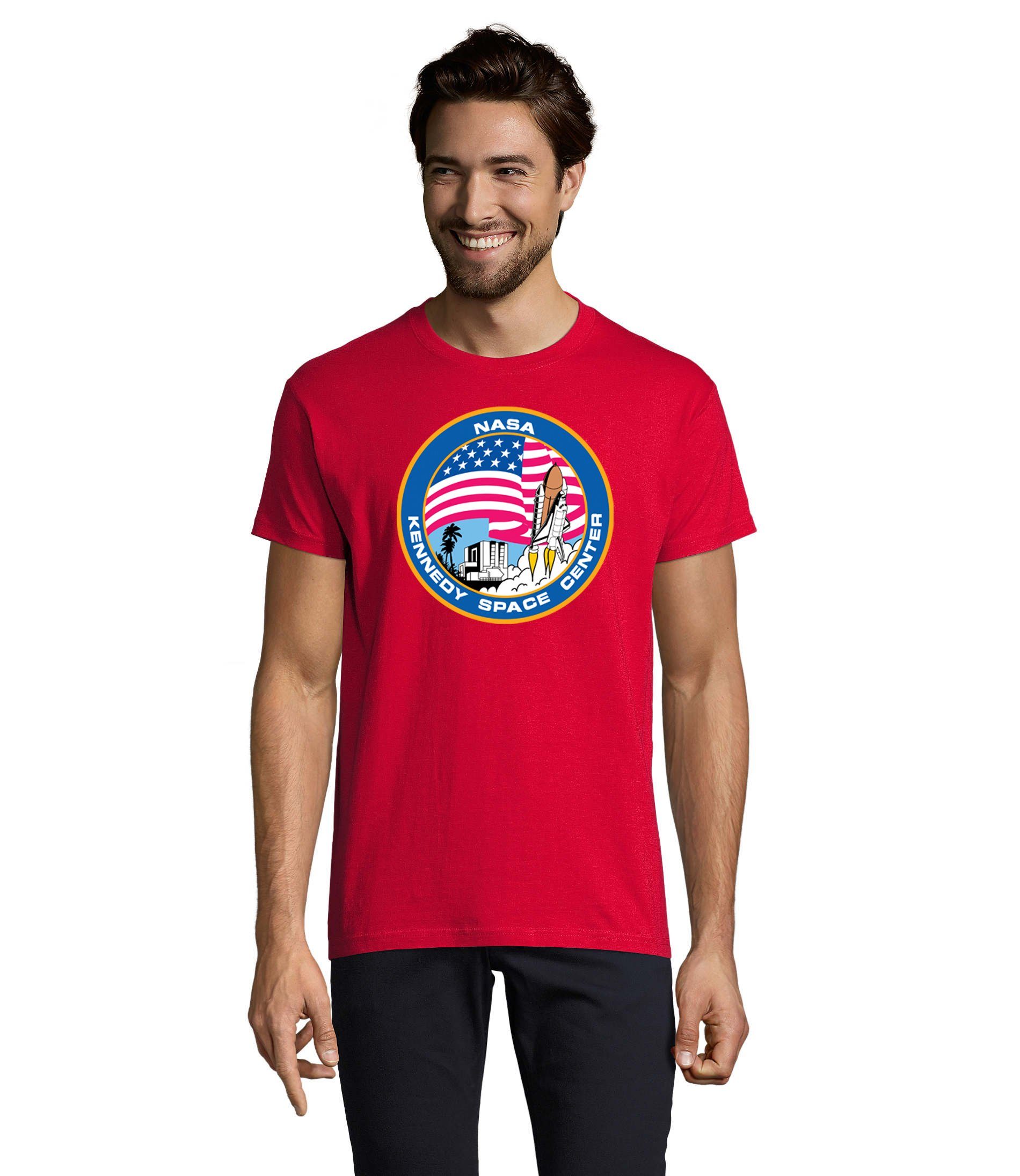 Blondie & Brownie T-Shirt Herren NASA Kennedy Space Center Rakete Sterne Elon X Rot