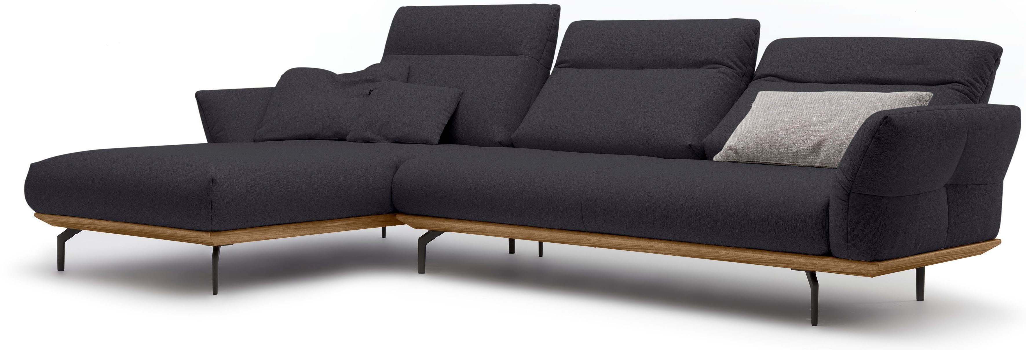 cm Ecksofa sofa in hs.460, hülsta Umbragrau, Sockel in 318 Winkelfüße Breite Nussbaum,