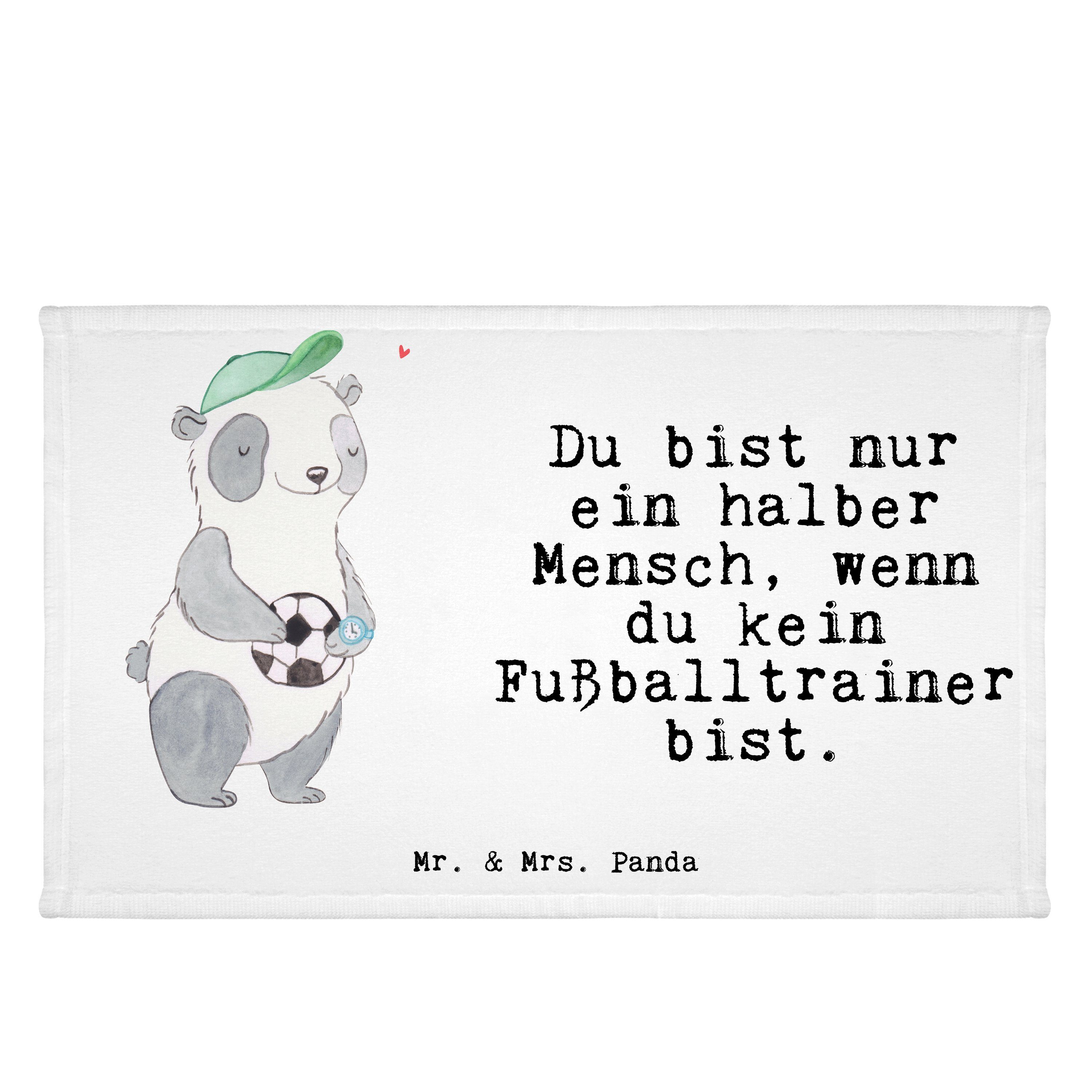 Mr. & Mrs. Panda Handtuch Gästetuch, Geschenk, Ausbildung, Ber, (1-St) Weiß Herz Fußballtrainer - - mit