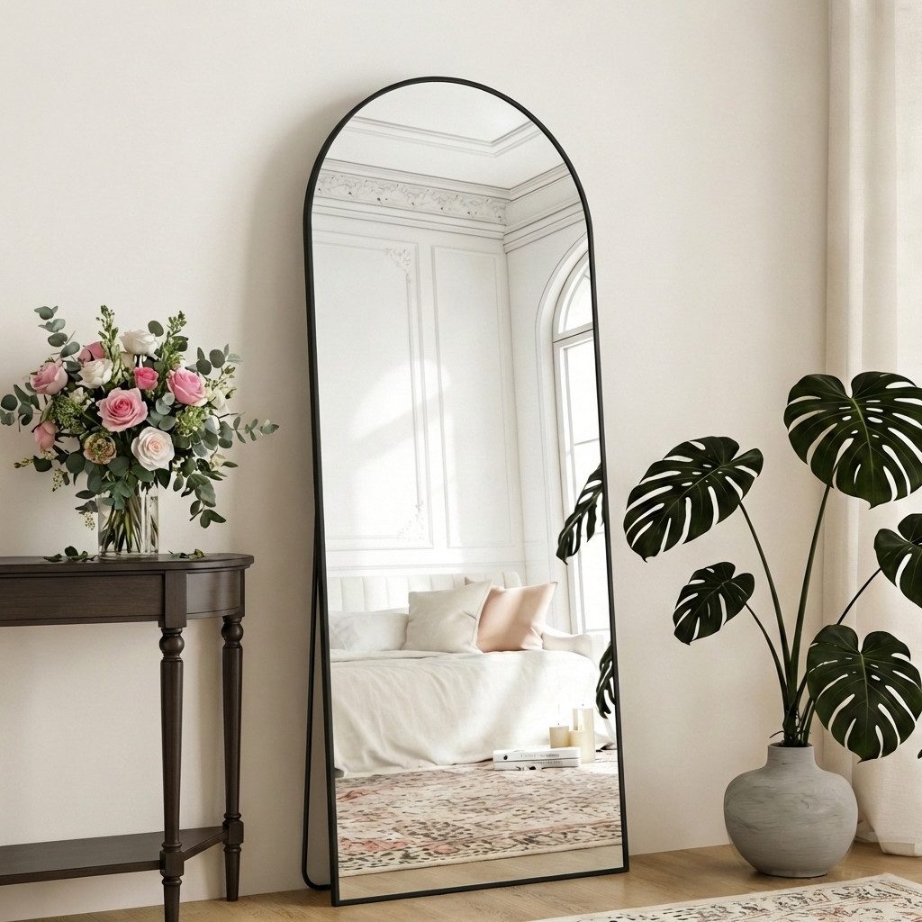 SONGMICS Standspiegel Wandspiegel, Ganzkörperspiegel, stehend oder wandmontiert, 165x60 / 160x50 / 140x40 cm, Rahmen aus Aluminiumlegierung, Hartglas