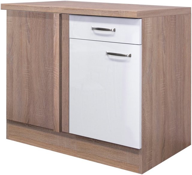 Flex-Well Exclusiv Eck-Unterschrank Valero 110 cm x 60 cm Hochglanz Weiß