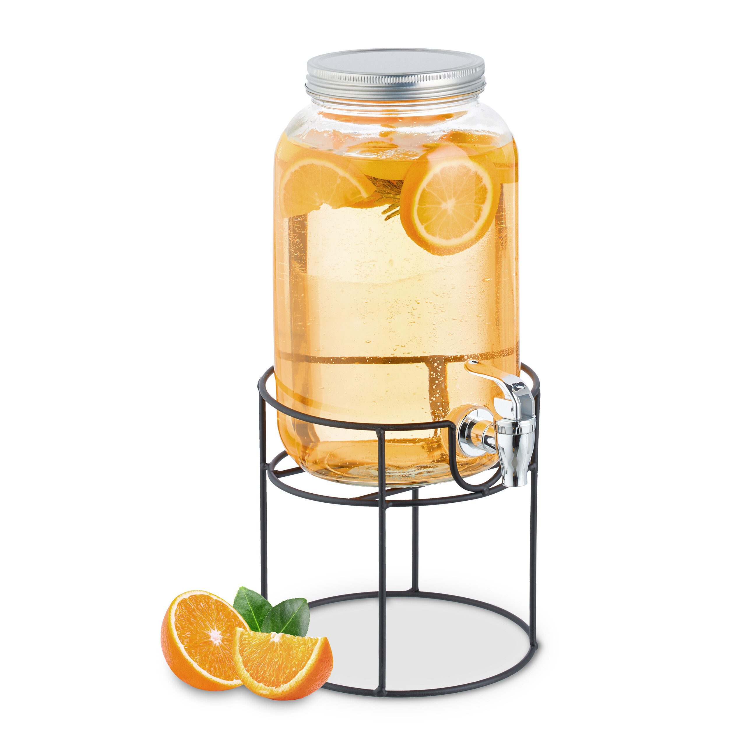 Getränkespender Aus Dickem Glas Mit Wasserhahn – Für Wein, Saft, DIY-Getränke, Inkl. Kork & Sockel