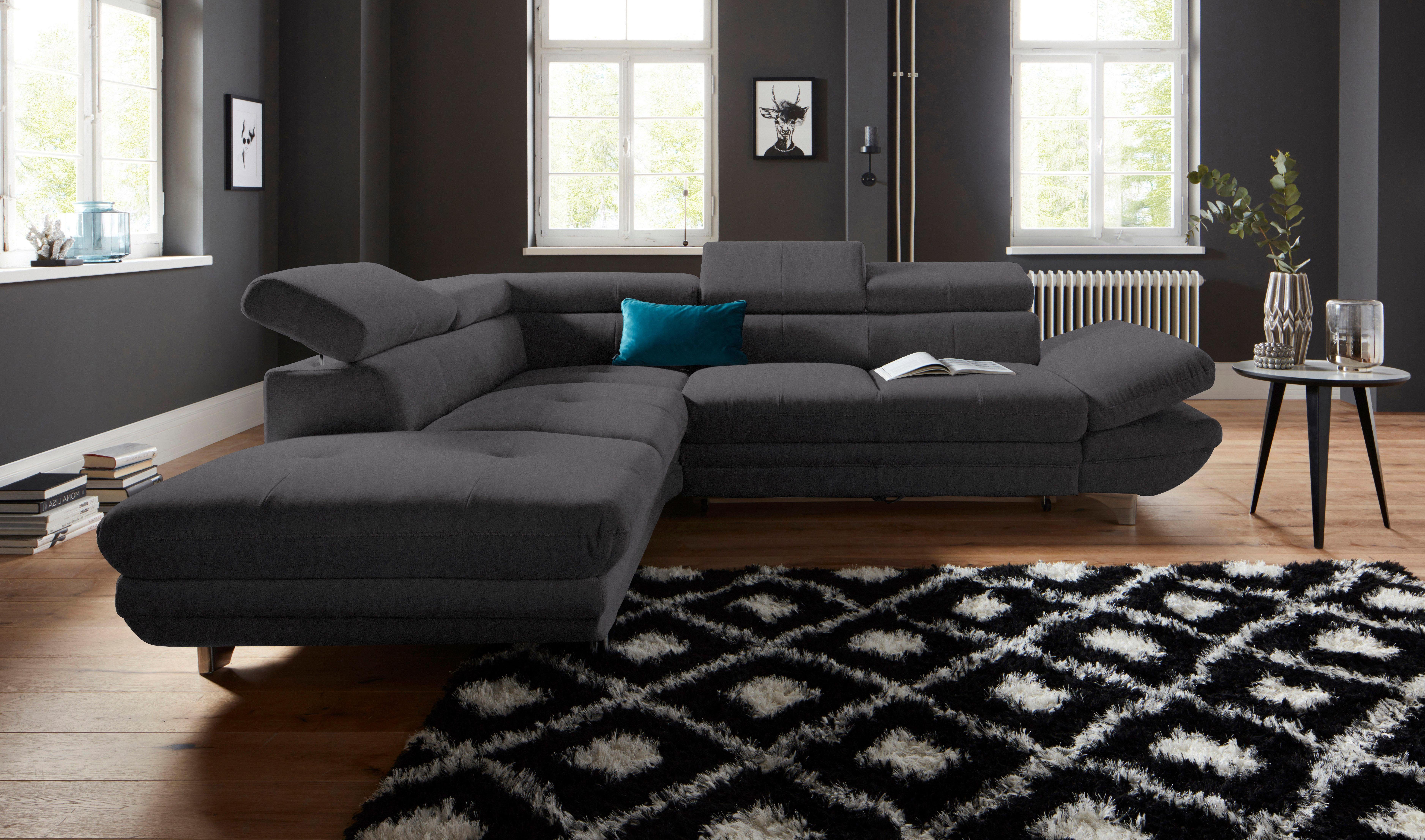 COTTA Ecksofa Enterprise L-Form, mit Arm- & Kopfteilverstellung, wahlweise mit Bettfunktion