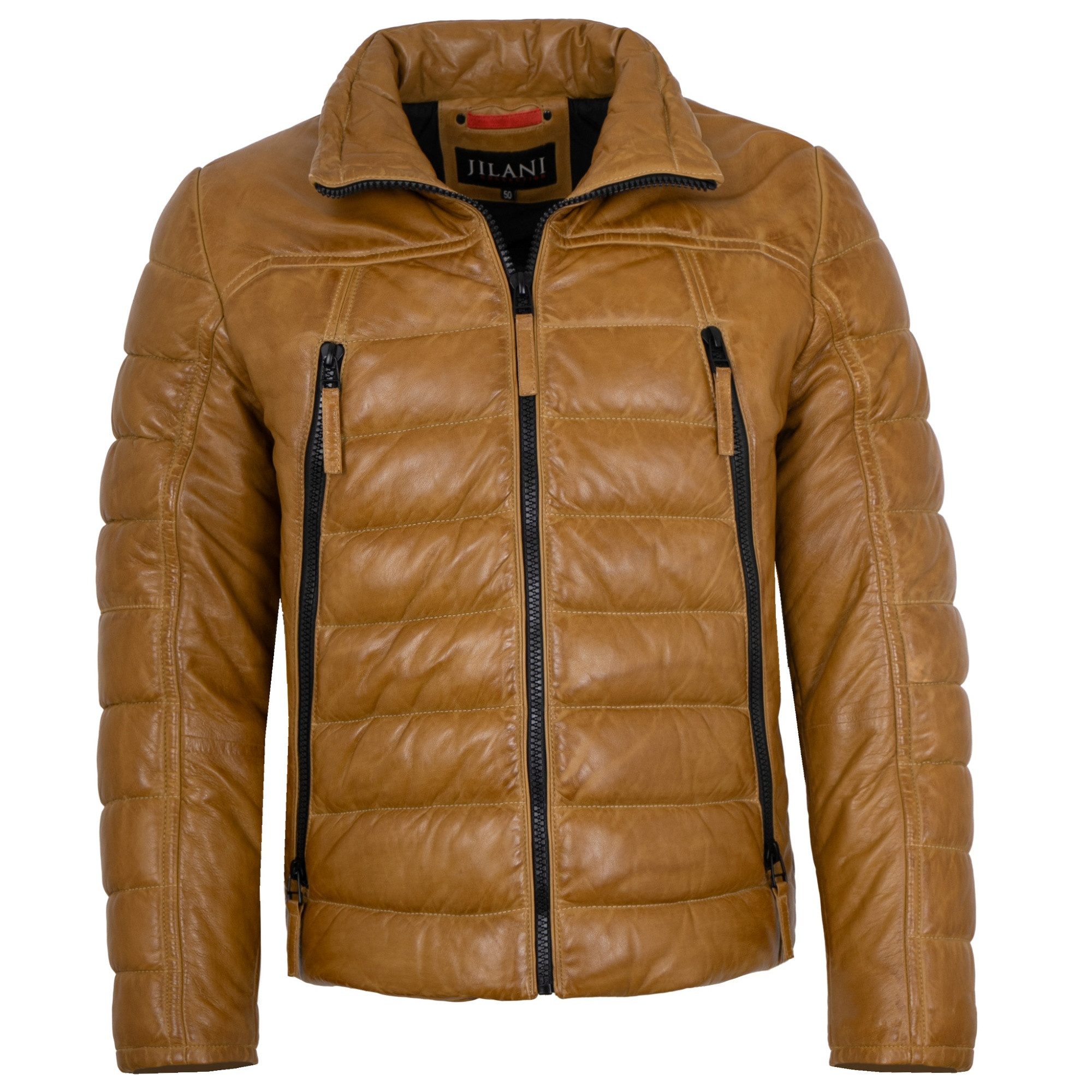 Jilani Lederjacke Filbo Jilani - Herren Lederjacke Steppjacke Lammnappa mustard-senfgelb