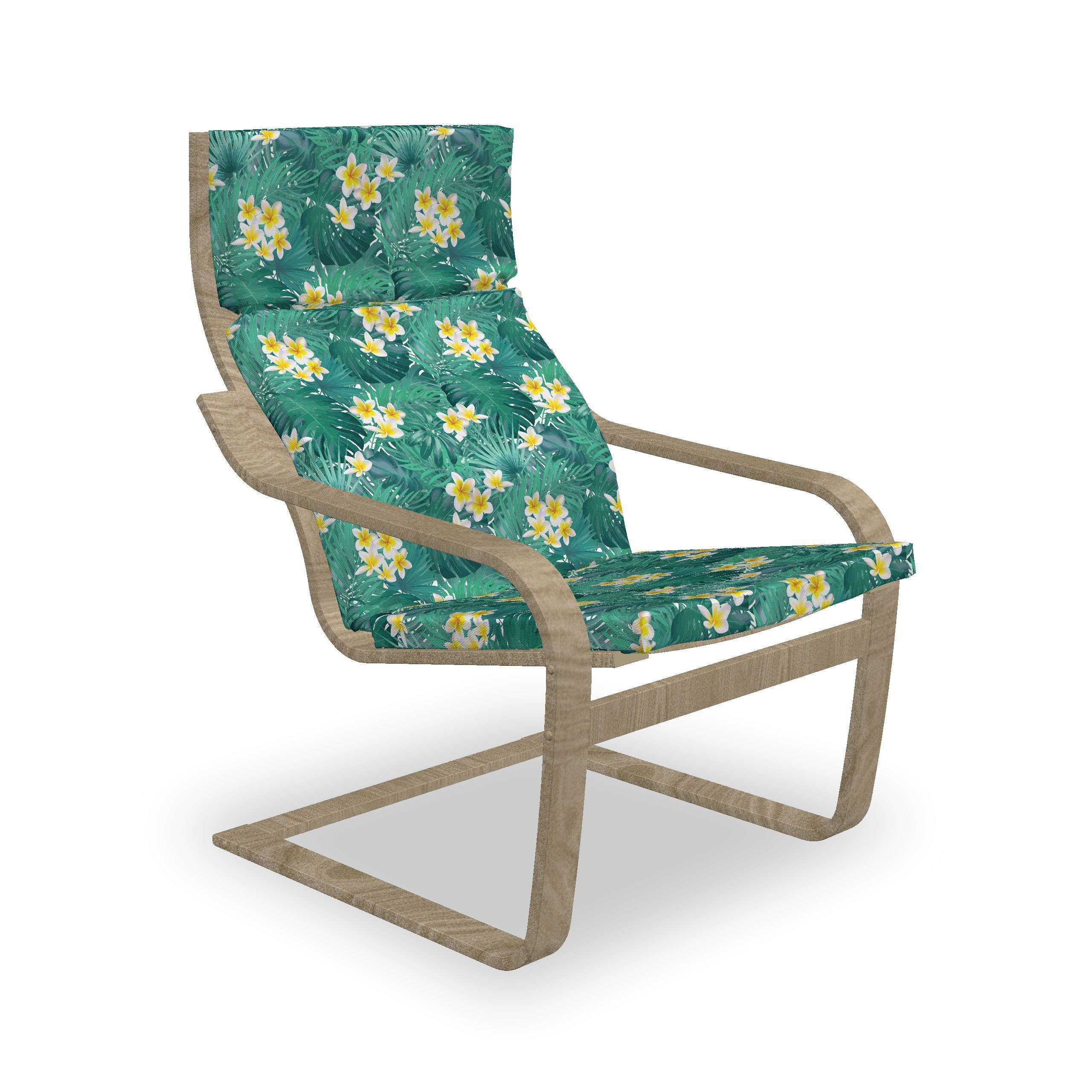 Abakuhaus Stuhlkissen Sitzkissen mit Stuhlkissen mit Hakenschlaufe und Reißverschluss, Exotisch Plumeria Palm Leaves Kunst