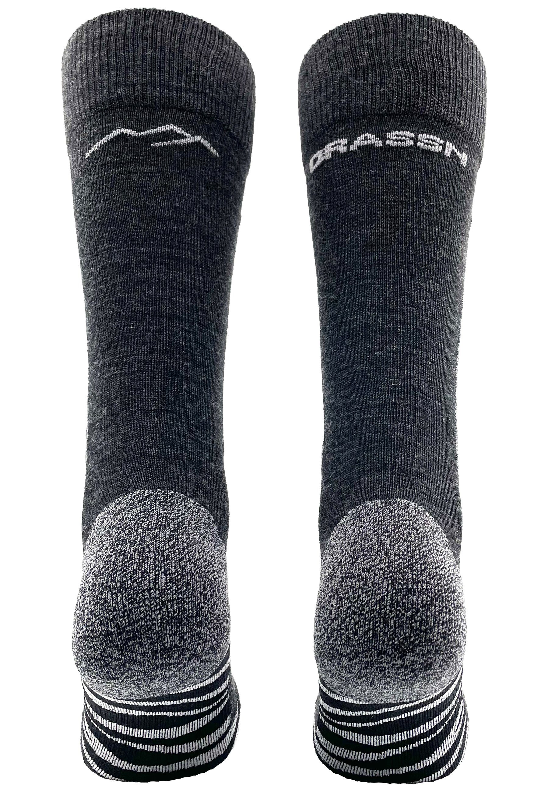 DRASSN Skisocken Fahrenberg Herren und Damen (1-Paar) aus Merino Wolle, gepolstertes und abriebfestes Schienbein-Pad