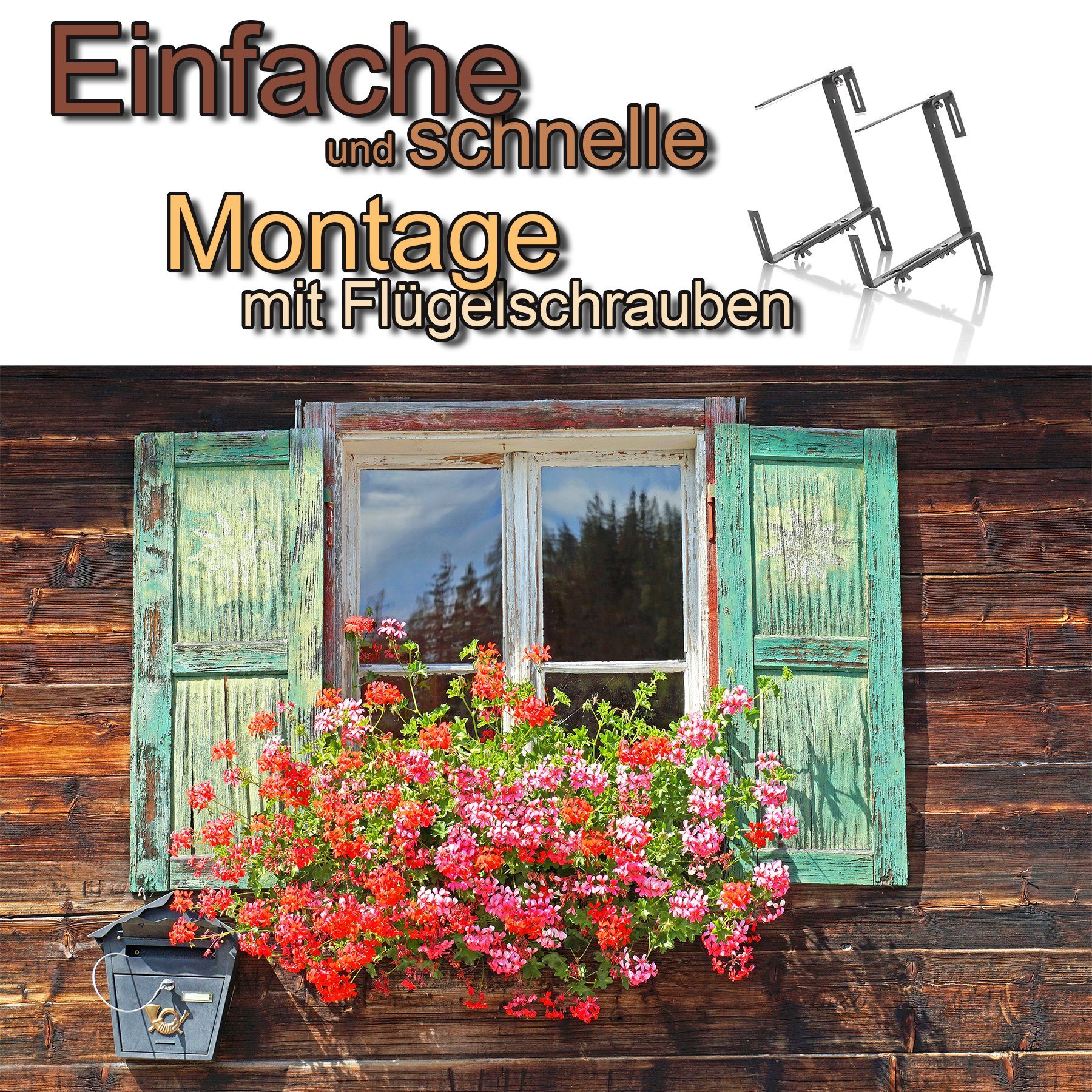 BigDean Blumenkastenhalter Blumenkastenhalterung 6 Stück Anthrazit für Balkon und Geländer