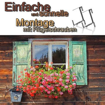 BigDean Blumenkastenhalter Blumenkastenhalterung 10 Stück Anthrazit für Balkon und Geländer