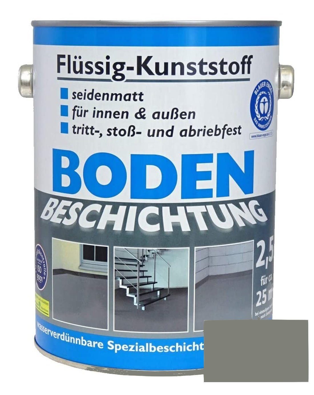 Wilckens Farben Bodenversiegelung, Flüssig-Kunststoff 2,5 L Bodenbeschichtung Betongrau - RAL 7023