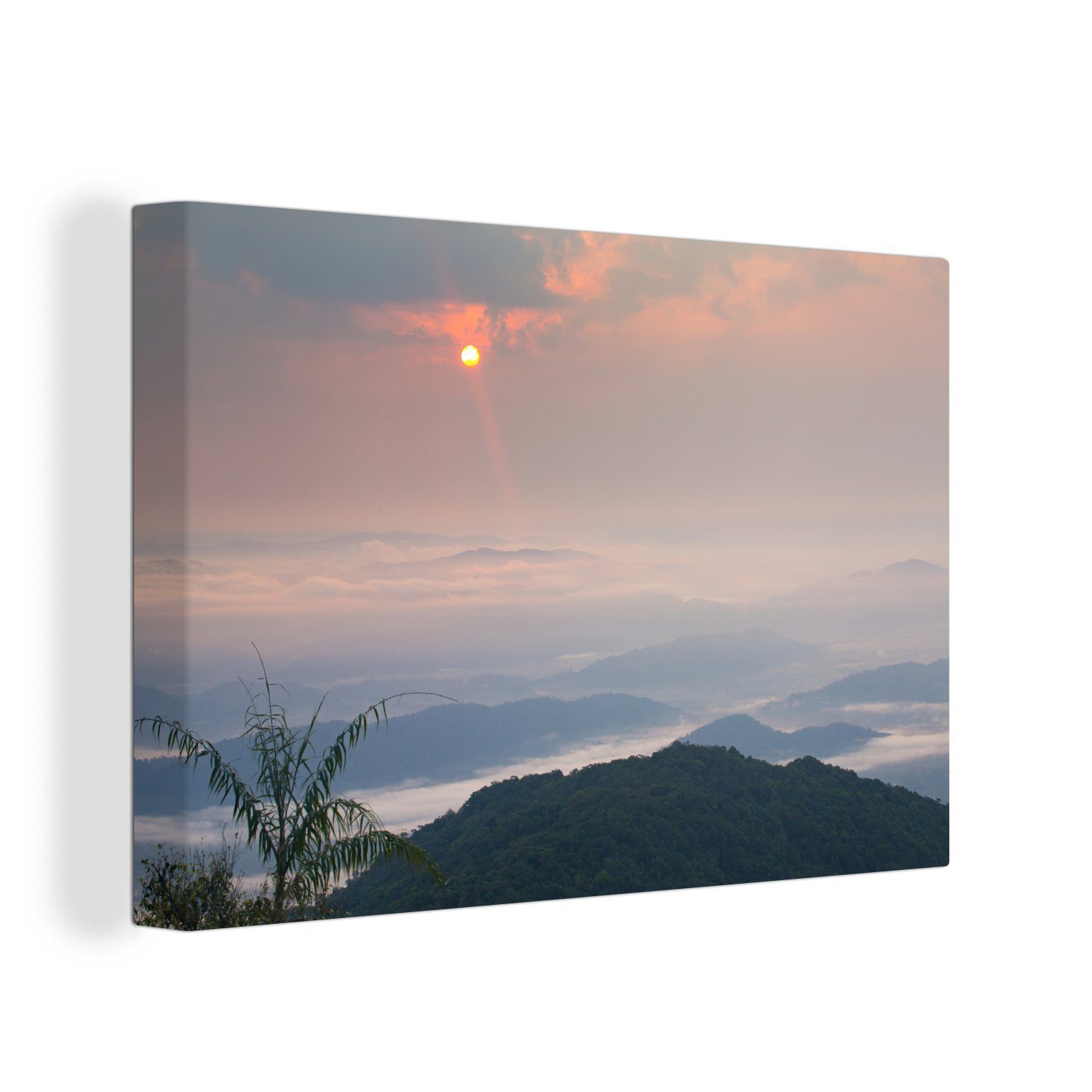 OneMillionCanvasses® Leinwandbild Sonnenaufgang über dem Khao Khitchakut National Park in Thailand, (1 St), Wandbild Leinwandbilder, Aufhängefertig, Wanddeko, 30x20 cm