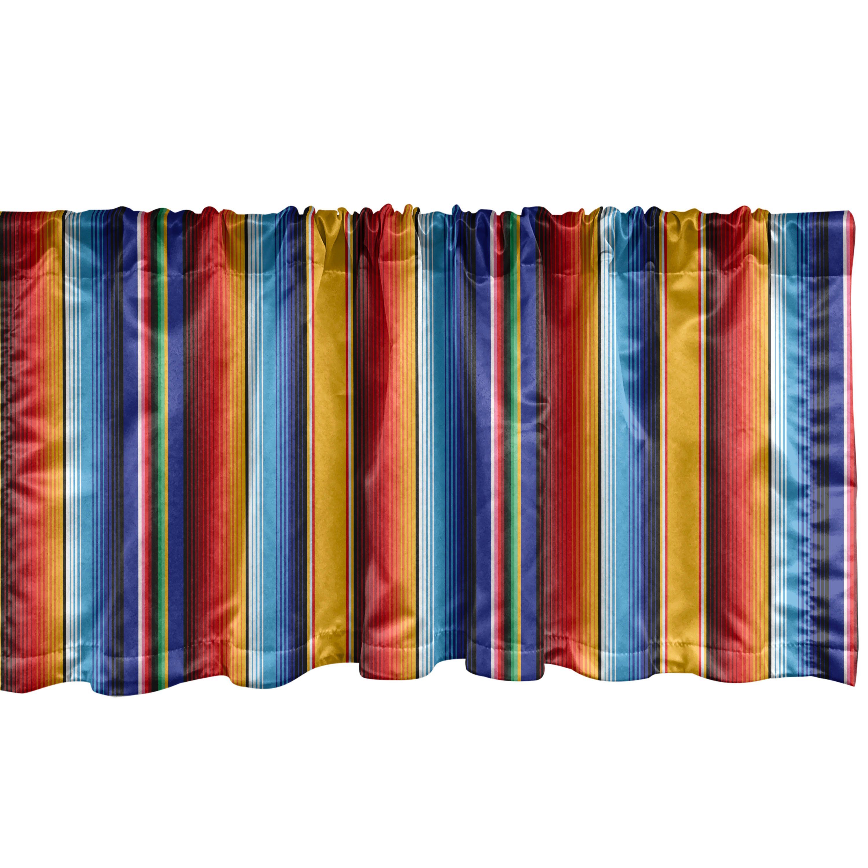 Scheibengardine Vorhang Volant für Küche Schlafzimmer Dekor mit Stangentasche, Abakuhaus, Microfaser, Bunt Vertikal Festival Stripes