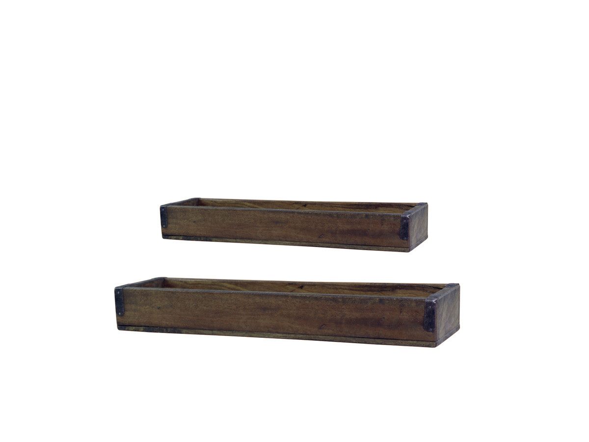 Chic Antique Tablett Altholz Tablett Holzschale Dekoschale Unika natur 2er Set, Unika Tablett 2-er Set Box Schale Holztablett, Unika Design aus Altholz Rustikale Optik mit Metallbeschlägen
