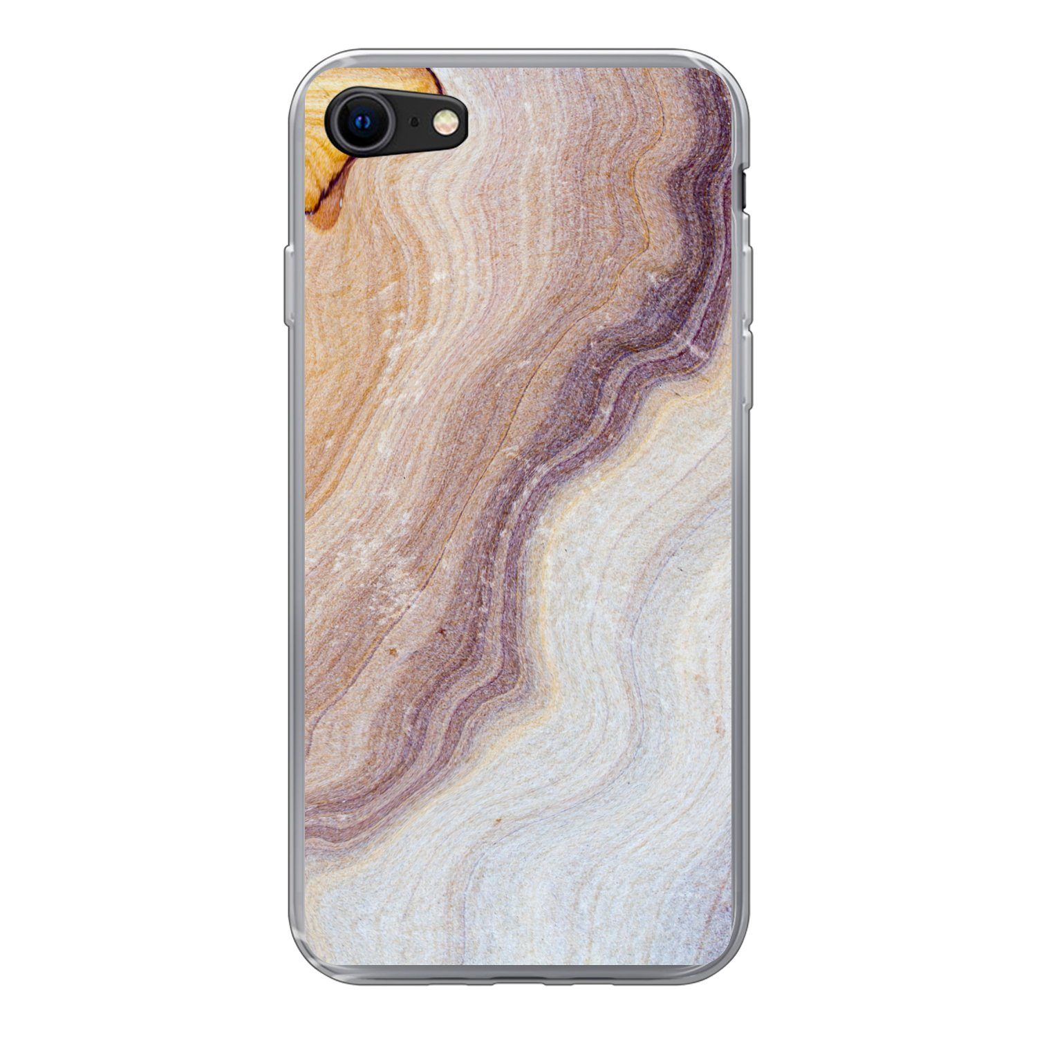 MuchoWow Handyhülle für Apple iPhone 8 Marmor - Textur - Sandstein - Gold - Marmoroptik, Smartphone-Bumper, Print, Handy Schutzhülle Dünn