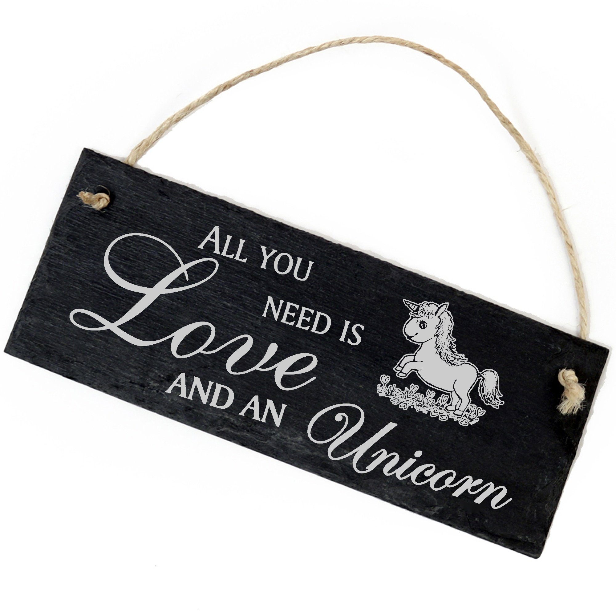 Dekolando Hängedekoration Einhornbaby 22x8cm All you need is Love and an Unicorn