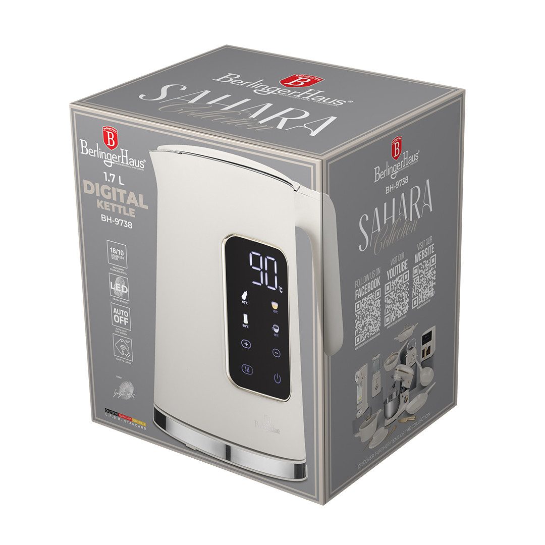 Berlinger Haus Wasserkocher mit digitalem Display 1,7 L, 1,7 l, 2200 W, Schnellaufheizfunktion, 4 Temperaturstufen