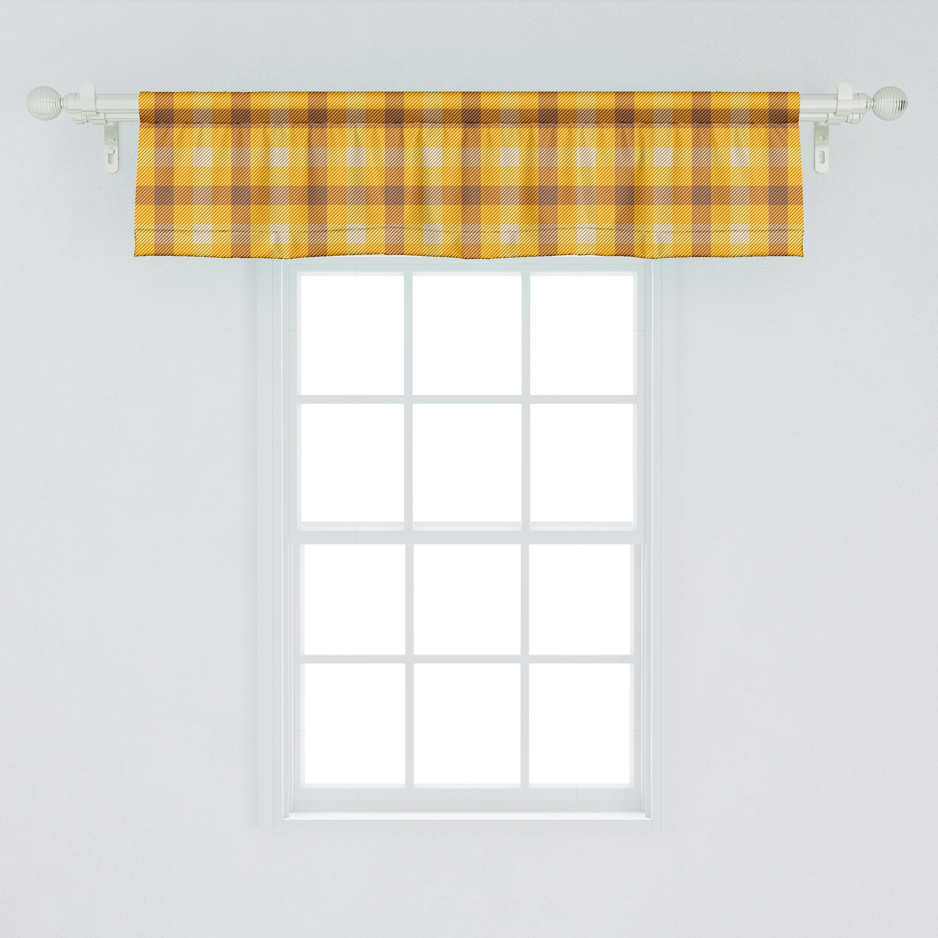 Scheibengardine Vorhang geometrische Küche Traditionelle mit Plaid Dekor für Kunst Microfaser, Volant Abakuhaus, Schlafzimmer Stangentasche