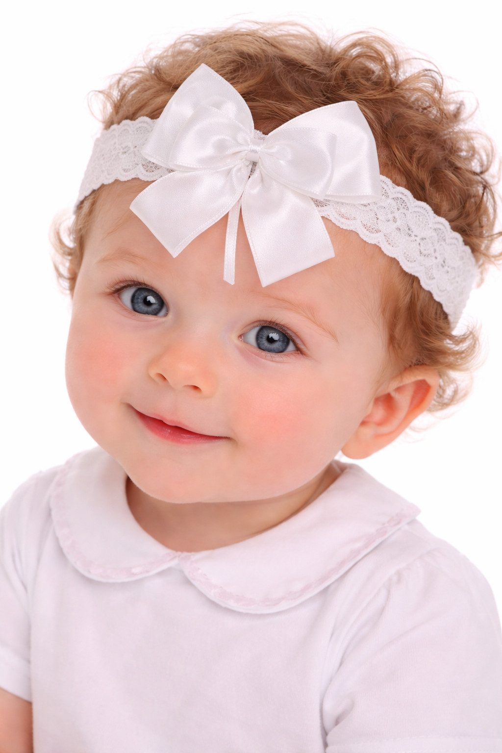 La Bortini Stirnband Baby Kopfband in Weiß Kopfschmuck für Kinder ab 0Mon festlich, 34 36 38 40 42 44 46 48 50 52 54 56