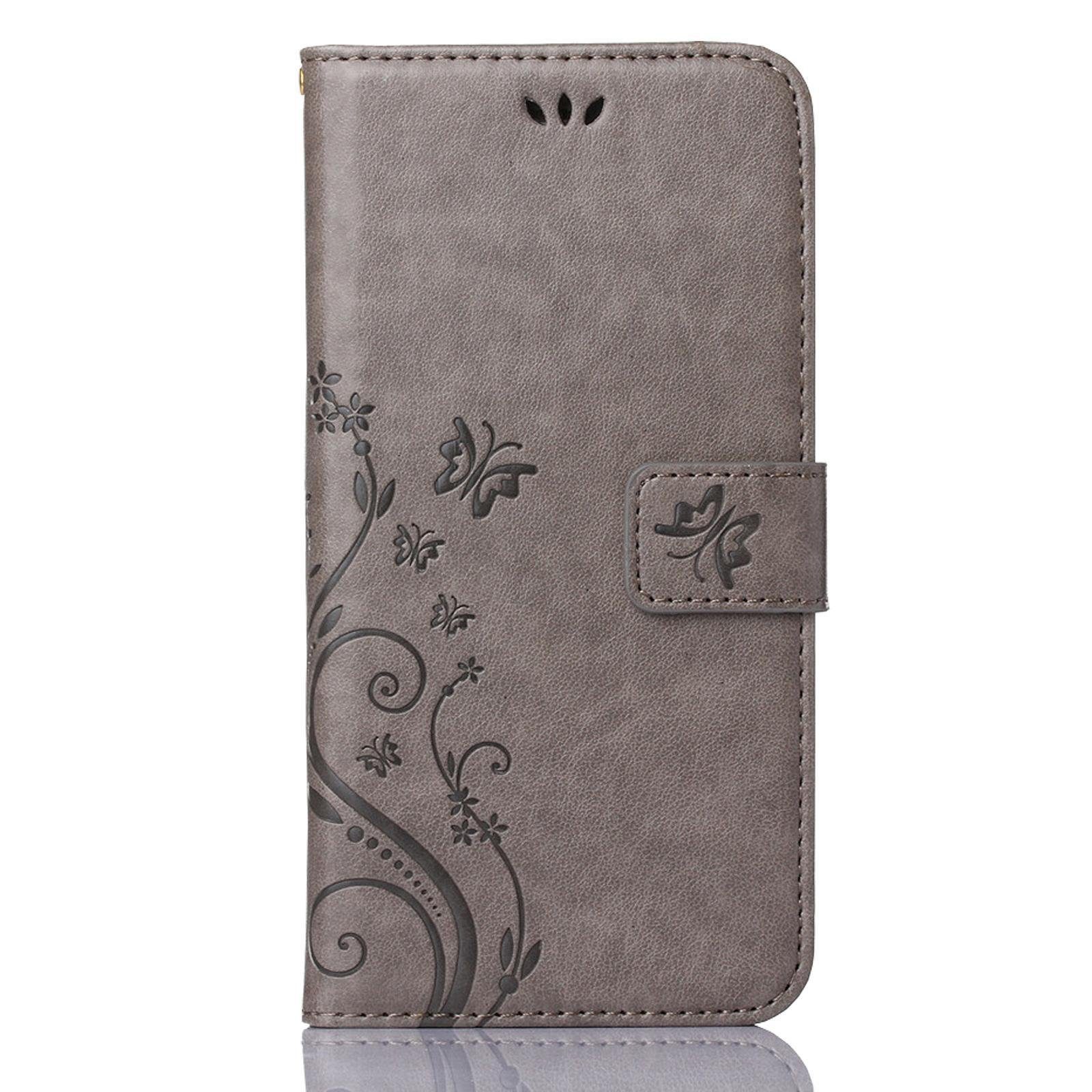 Numerva Handyhülle Bookstyle Flower für Apple iPhone 8, Handy Tasche Schutzhülle Klapphülle Flip Cover mit Blumenmuster
