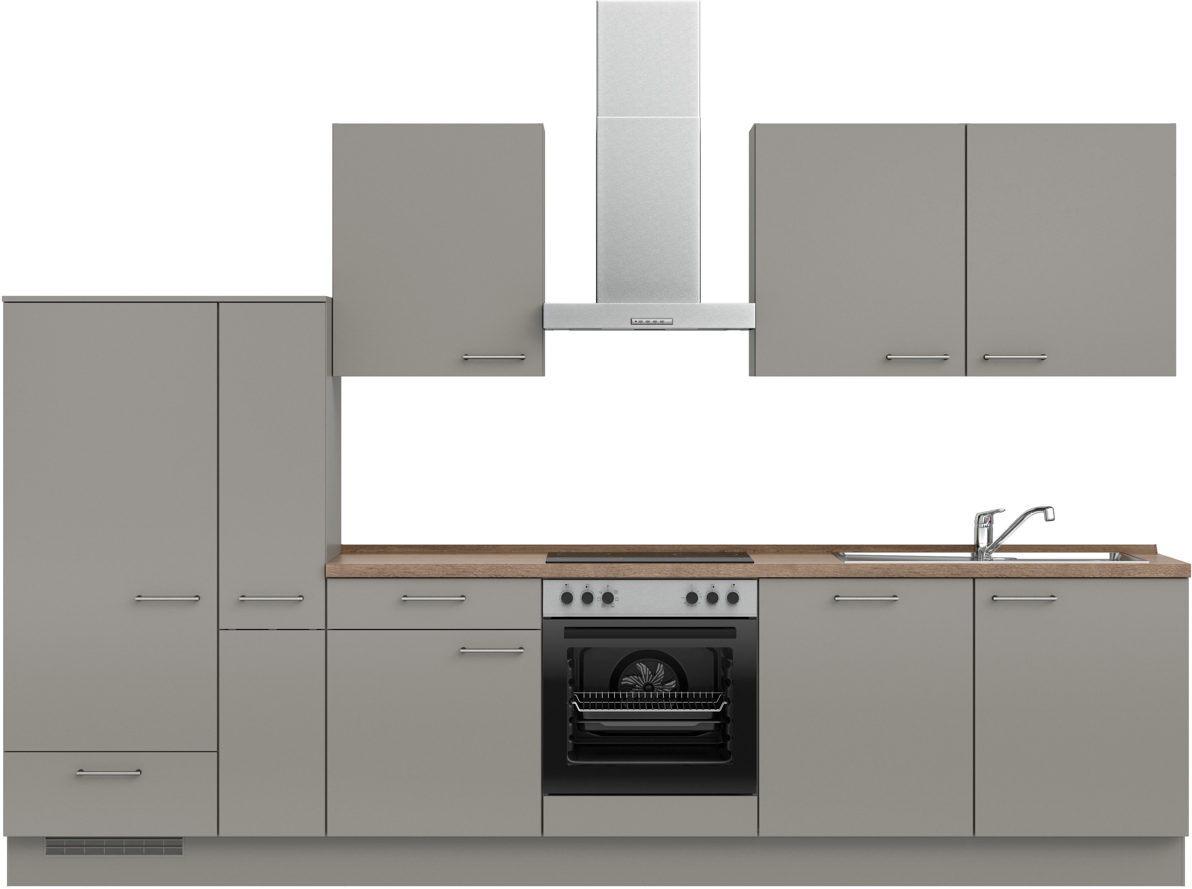 nobilia® Küchenzeile "Laser I", NEU: individuell anpassbar mit gratis Profi-Beratung, vormontiert, 330 cm breit, optional mit verschiedenen E‑Geräte-Sets