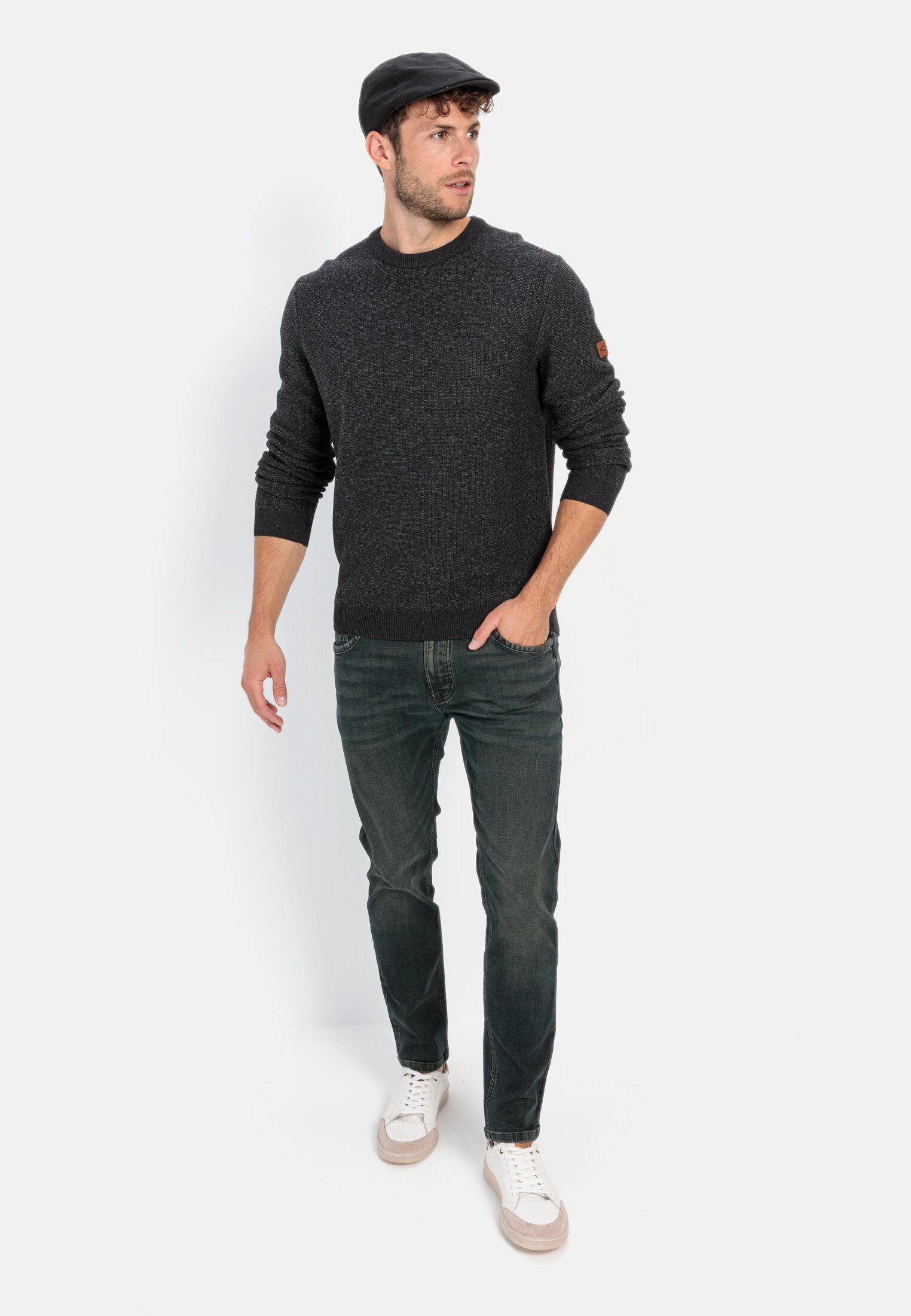 camel active Rundhalspullover aus einem Baumwollmix Langarm Pullover_Rundhalspullover